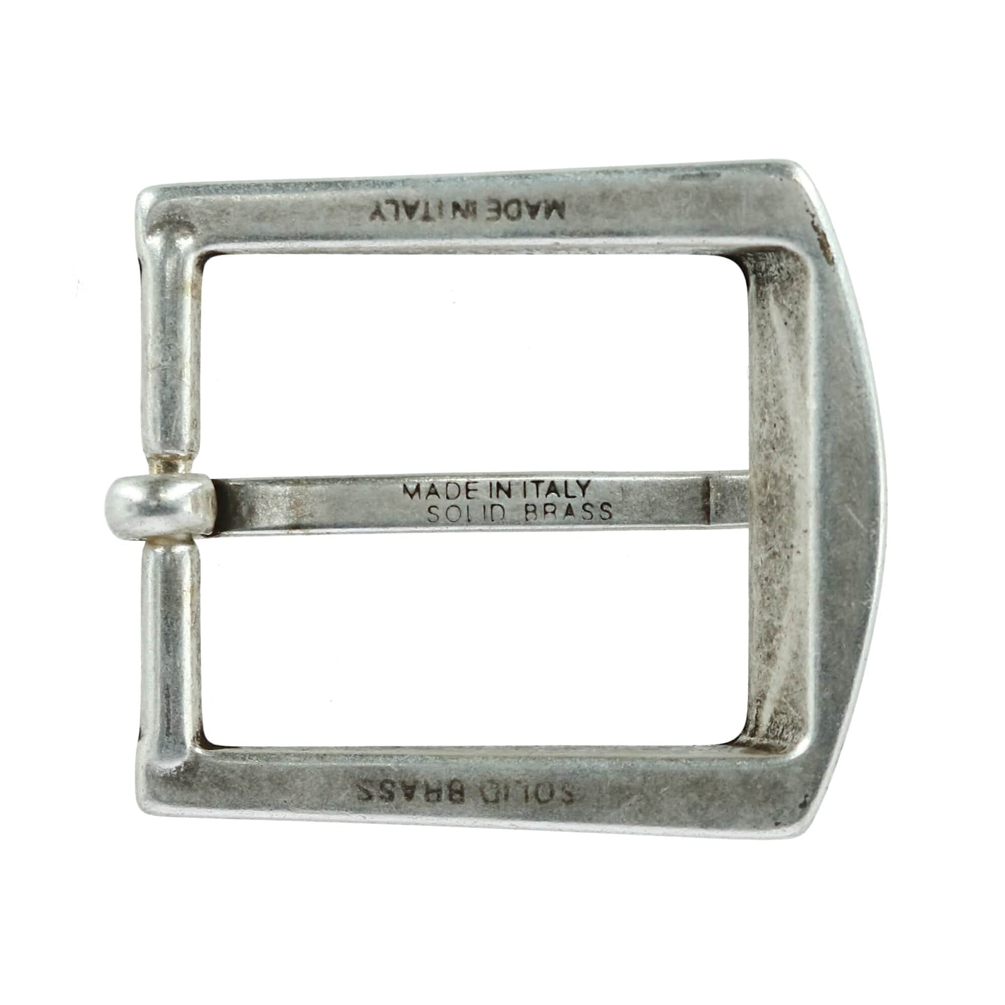 32mm Square Bubble Edge Solid Brass Harness Belt Buckle - Antique Silver