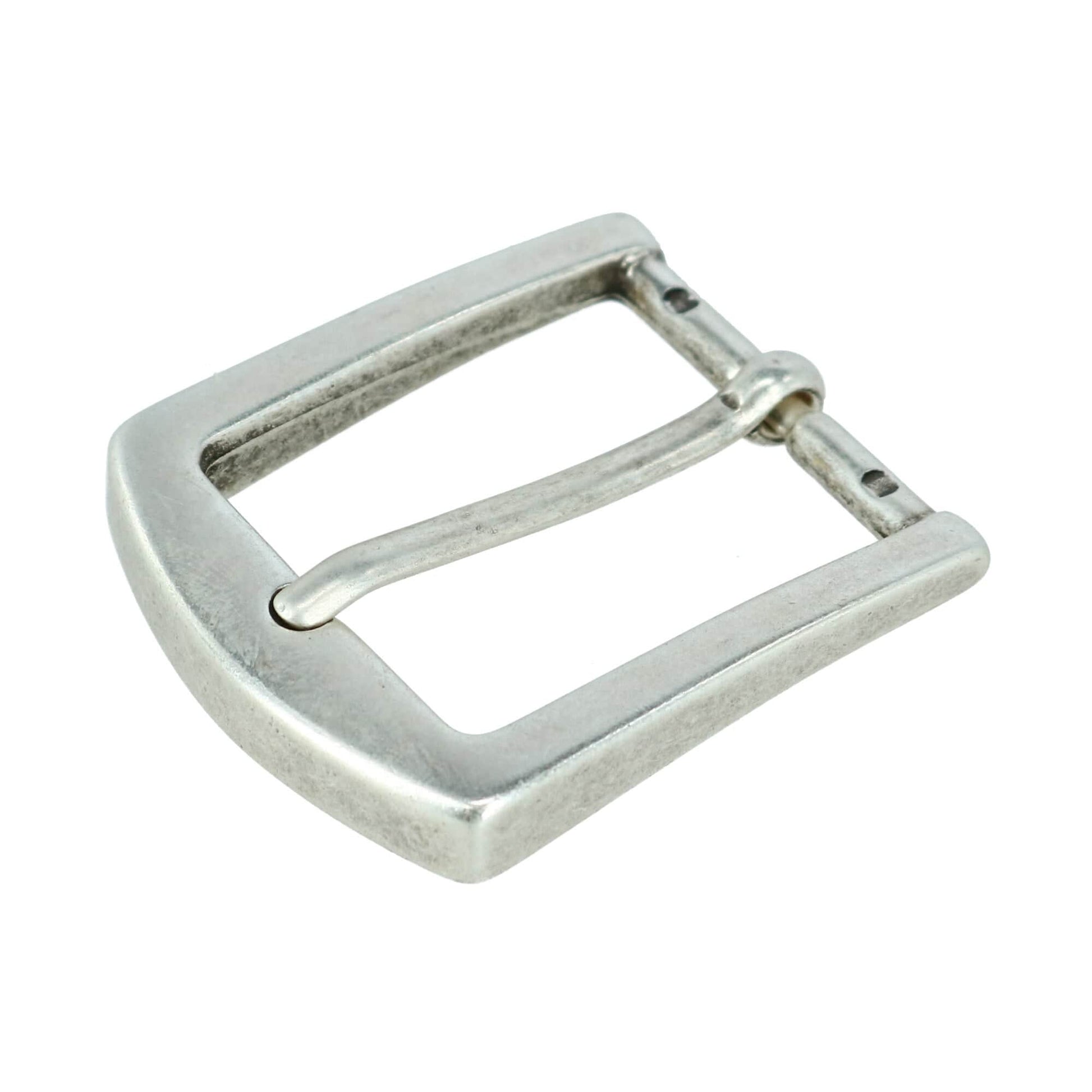 32mm Square Bubble Edge Solid Brass Harness Belt Buckle - Antique Silver