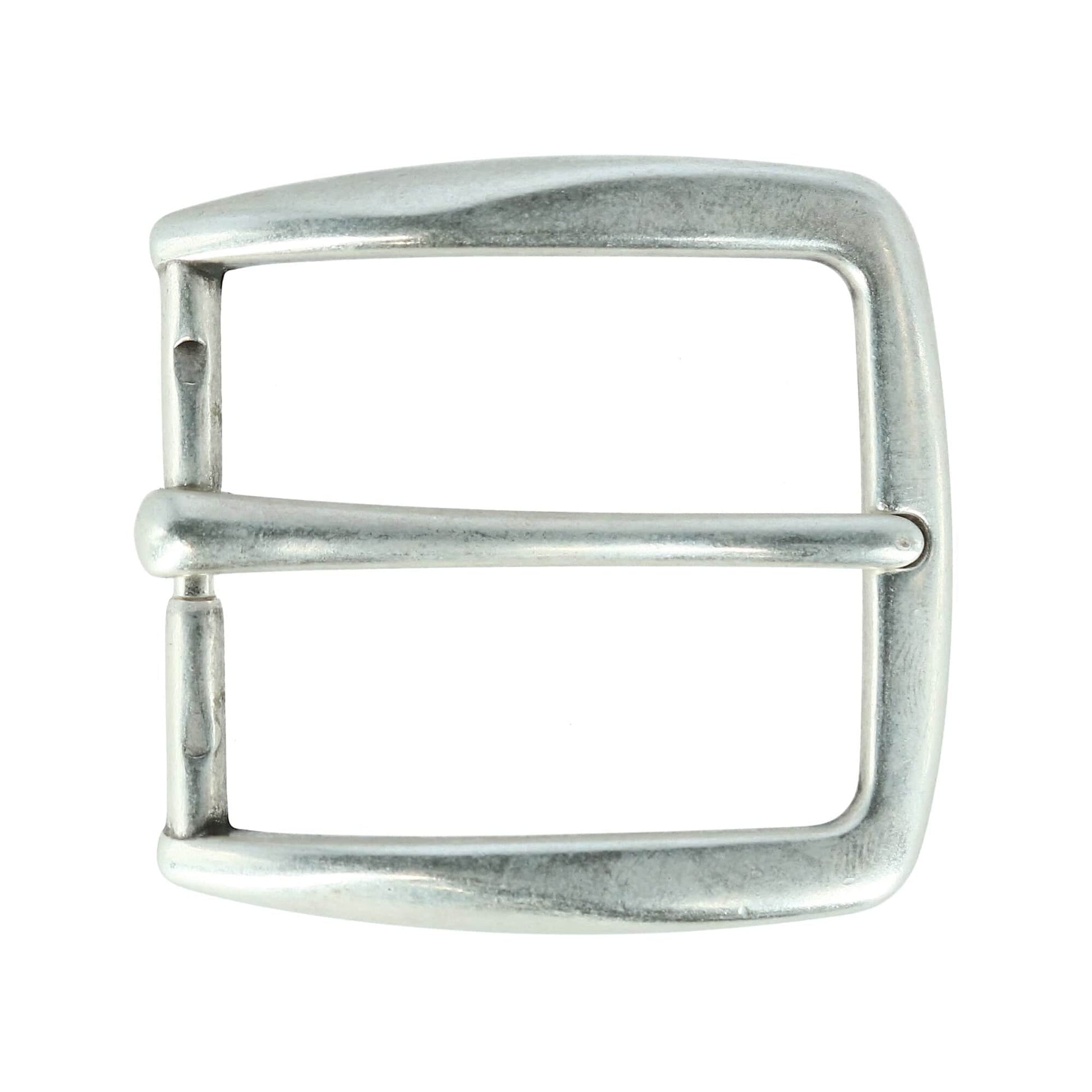 40mm Classy Single Pronged Solid Brass Harness Belt Buckle - Antique Silver