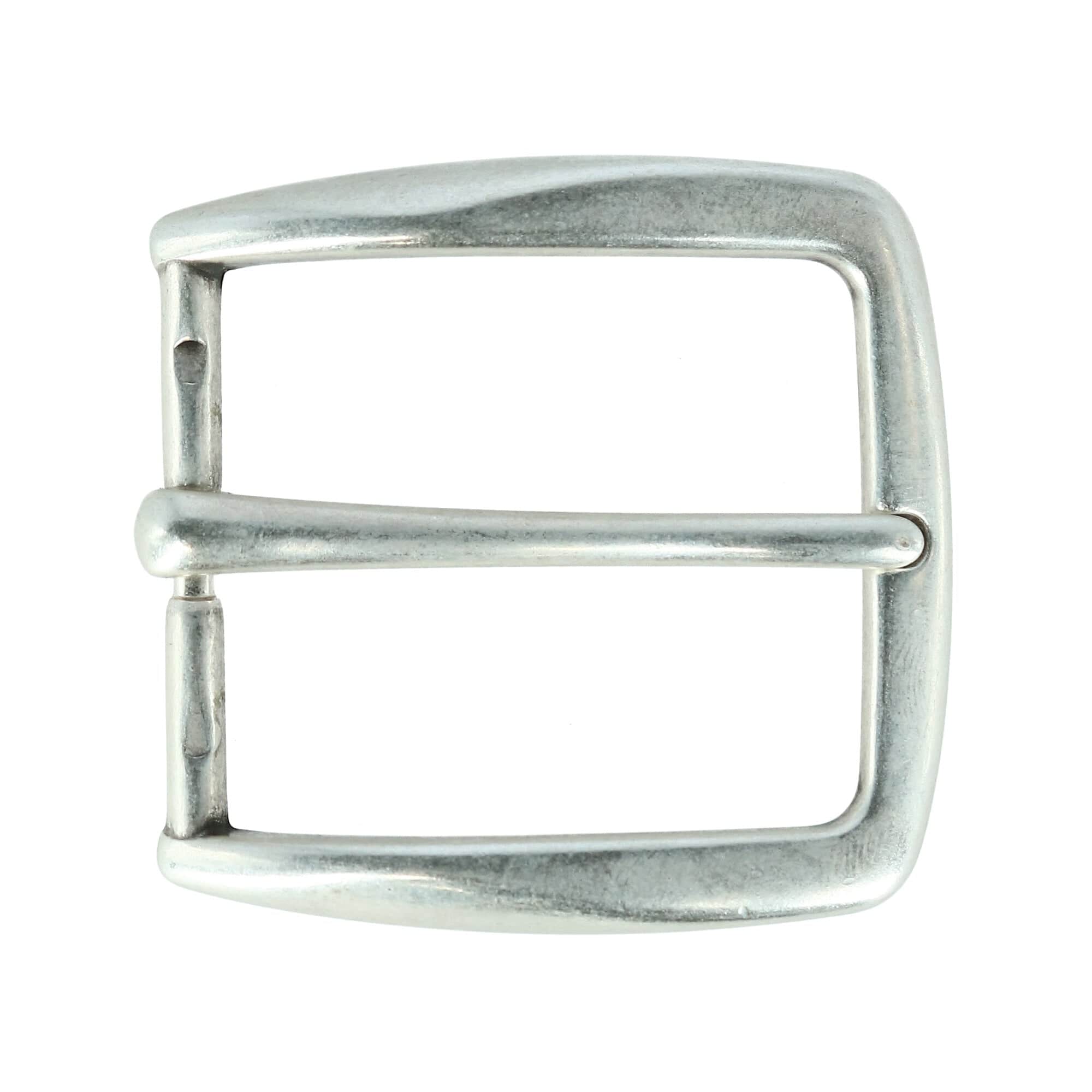 40mm Classy Single Pronged Solid Brass Harness Belt Buckle - Antique Silver