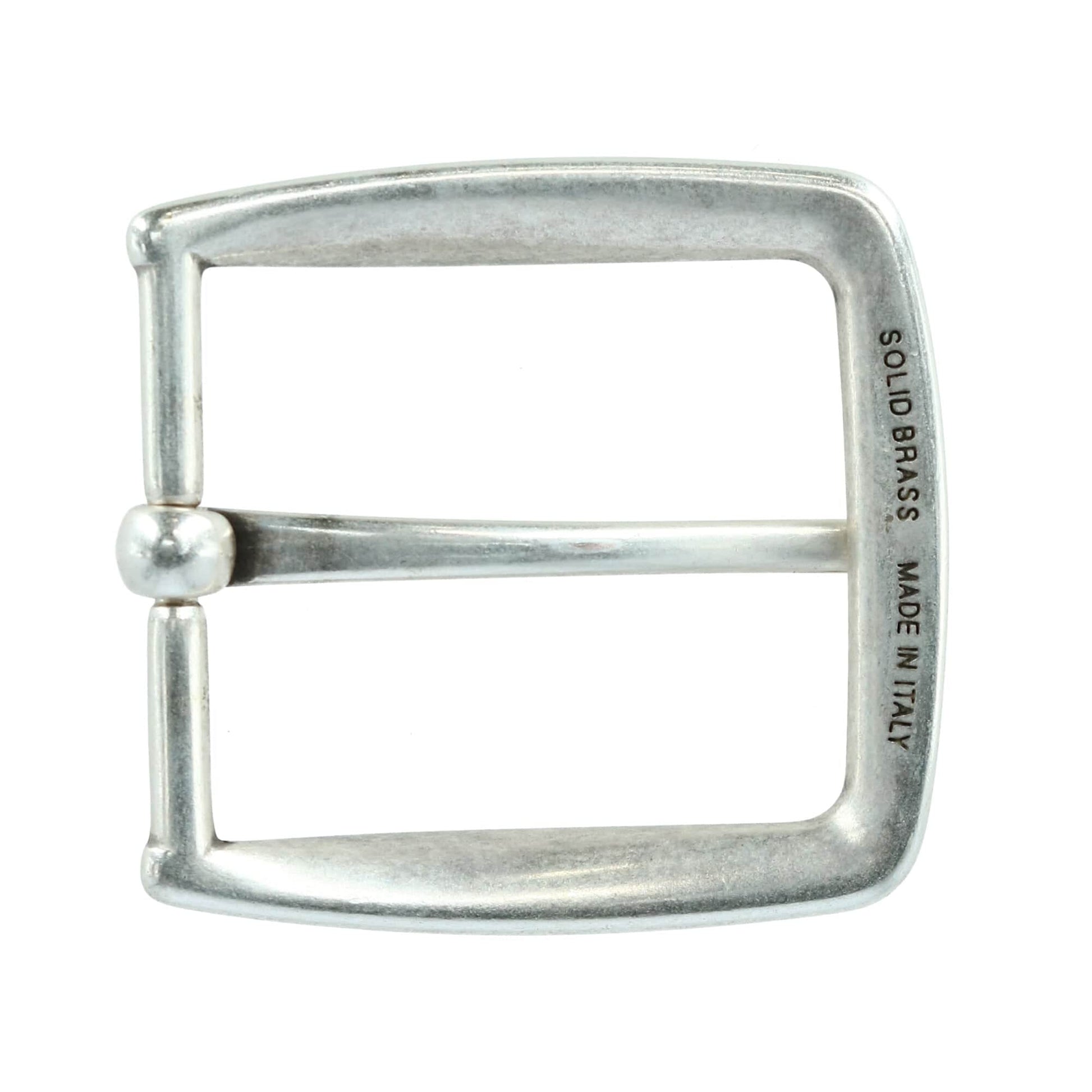 40mm Classy Single Pronged Solid Brass Harness Belt Buckle - Antique Silver