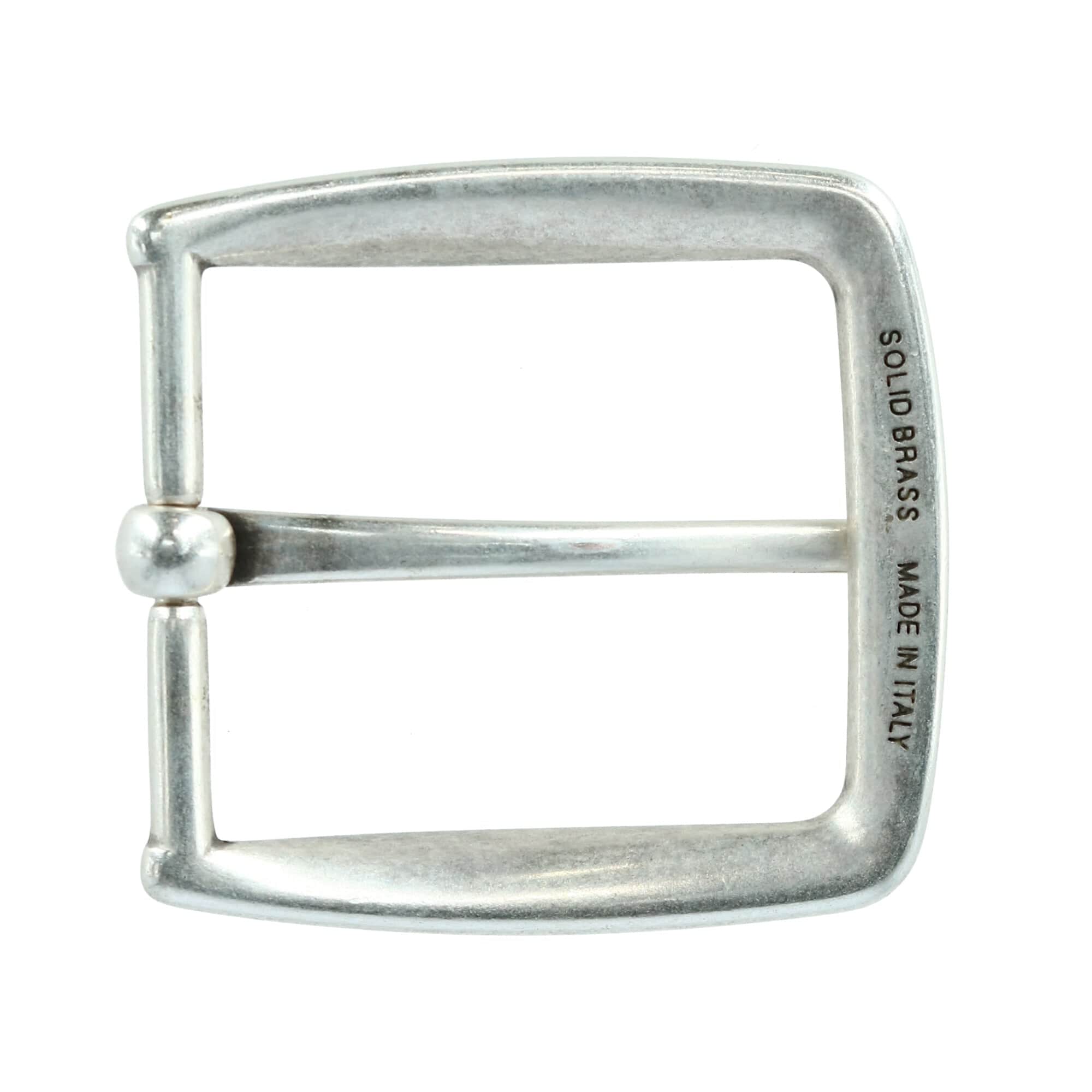 40mm Classy Single Pronged Solid Brass Harness Belt Buckle - Antique Silver