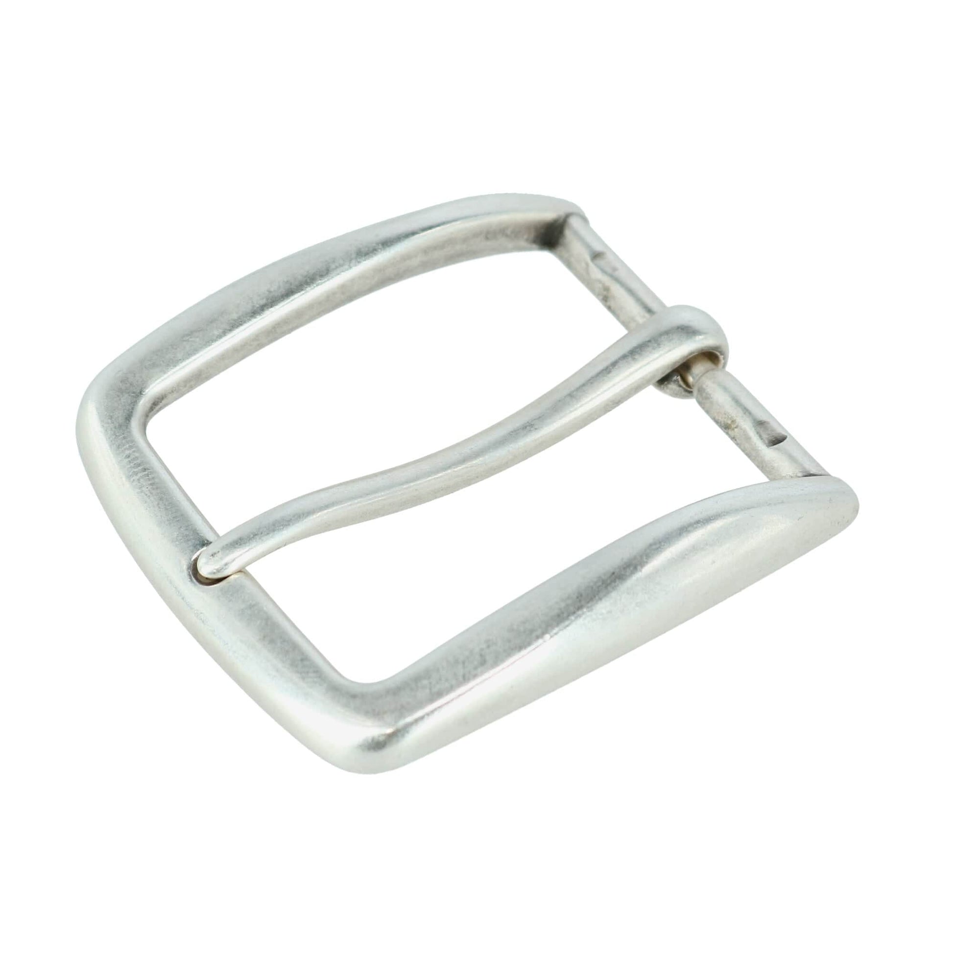40mm Classy Single Pronged Solid Brass Harness Belt Buckle - Antique Silver