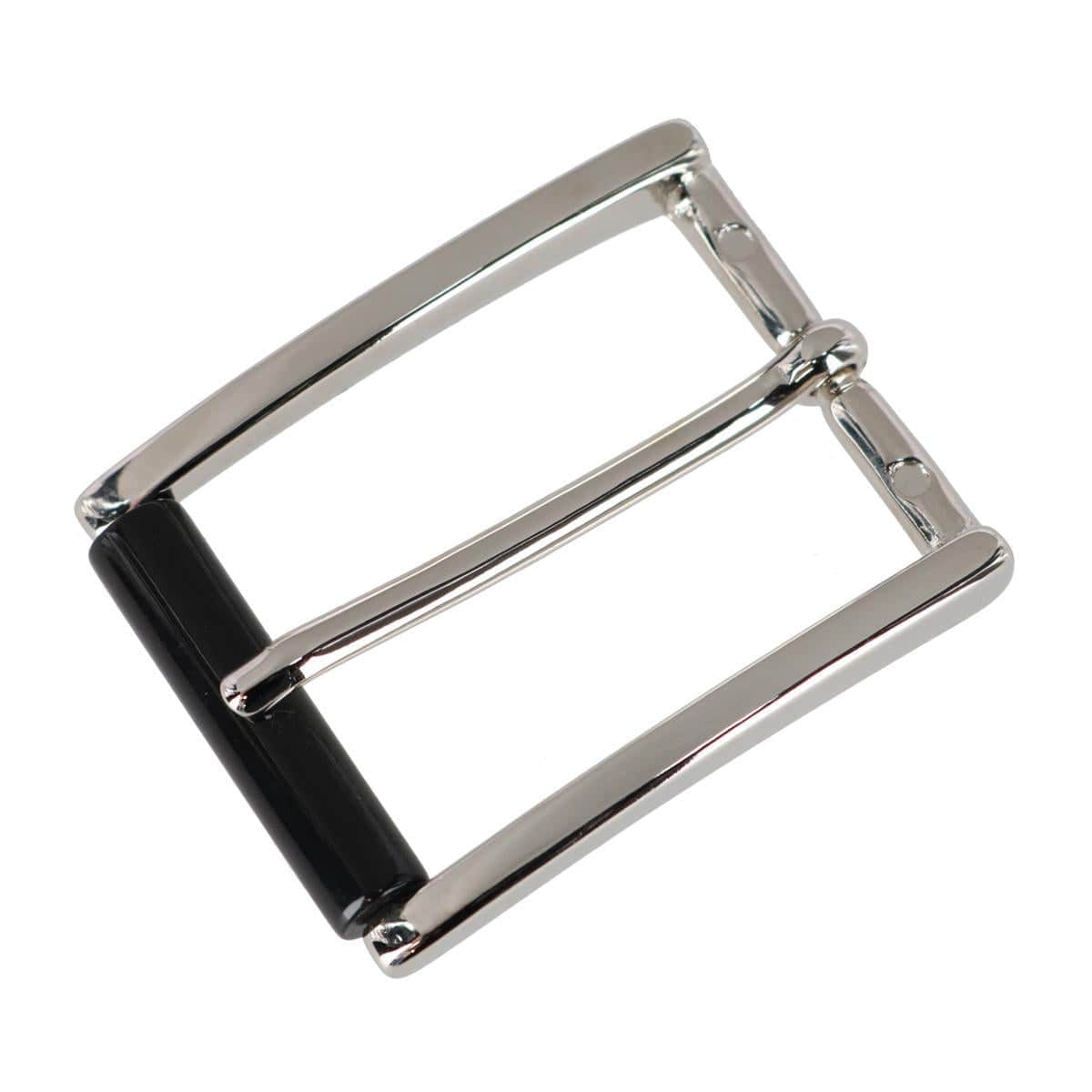 35mm Genuine Stag Horn Roller Single Pronged Brass Buckle - Silver