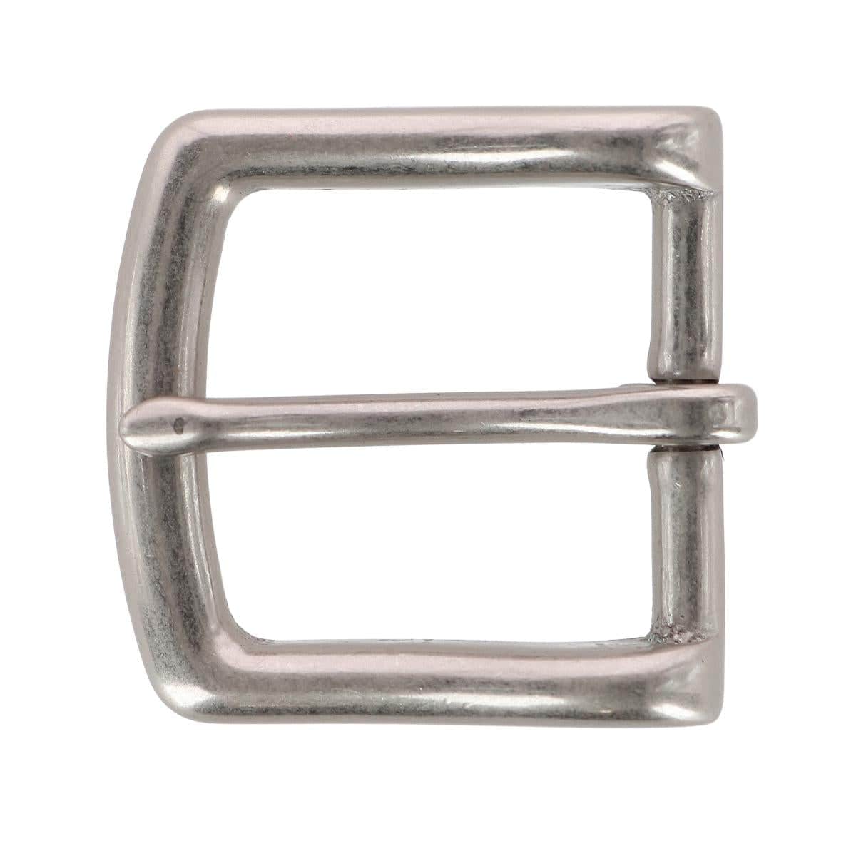 32mm Soft Edged Solid Brass Brushed Nickel Single Prong Buckle - Silver