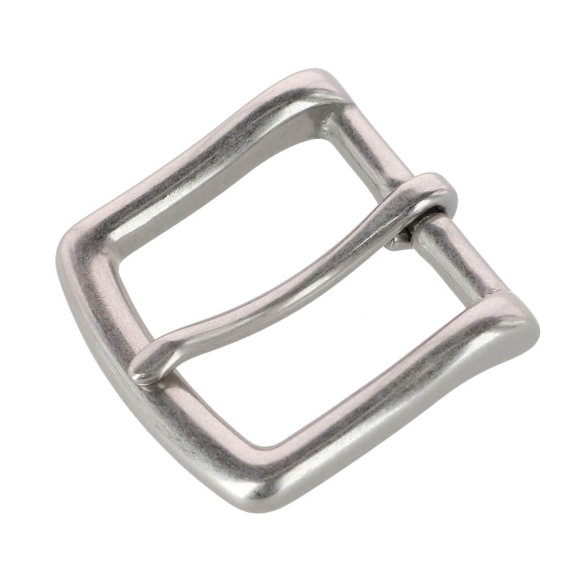 32mm Soft Edged Solid Brass Brushed Nickel Single Prong Buckle - Silver
