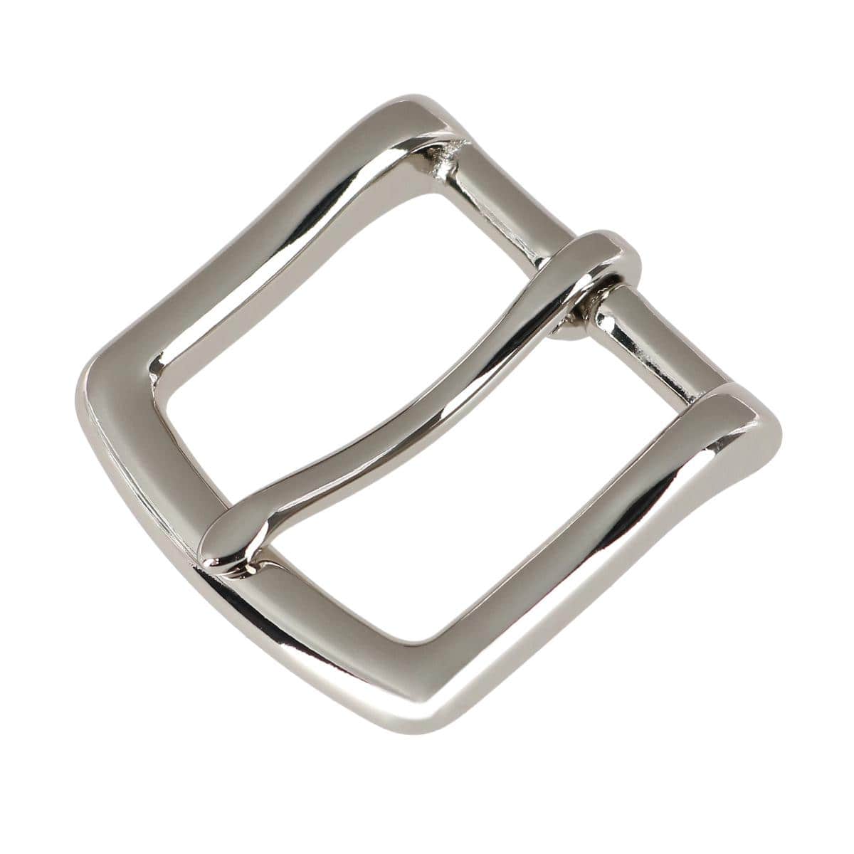 32mm Solid Brass Polished Silver Single Prong Buckle - Silver