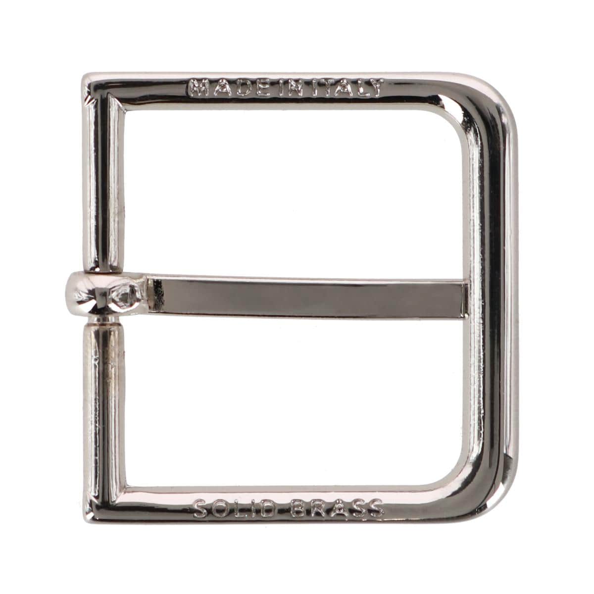 35mm Italian Polished Brass Rounded Buckle - Silver