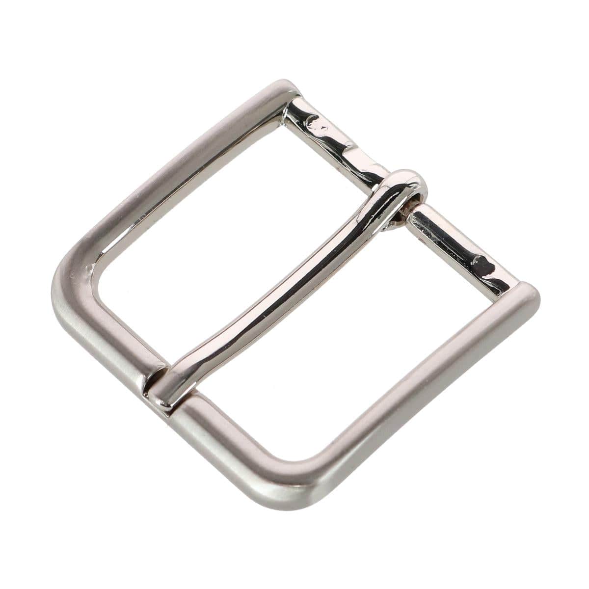 35mm Italian Polished Brass Rounded Buckle - Silver