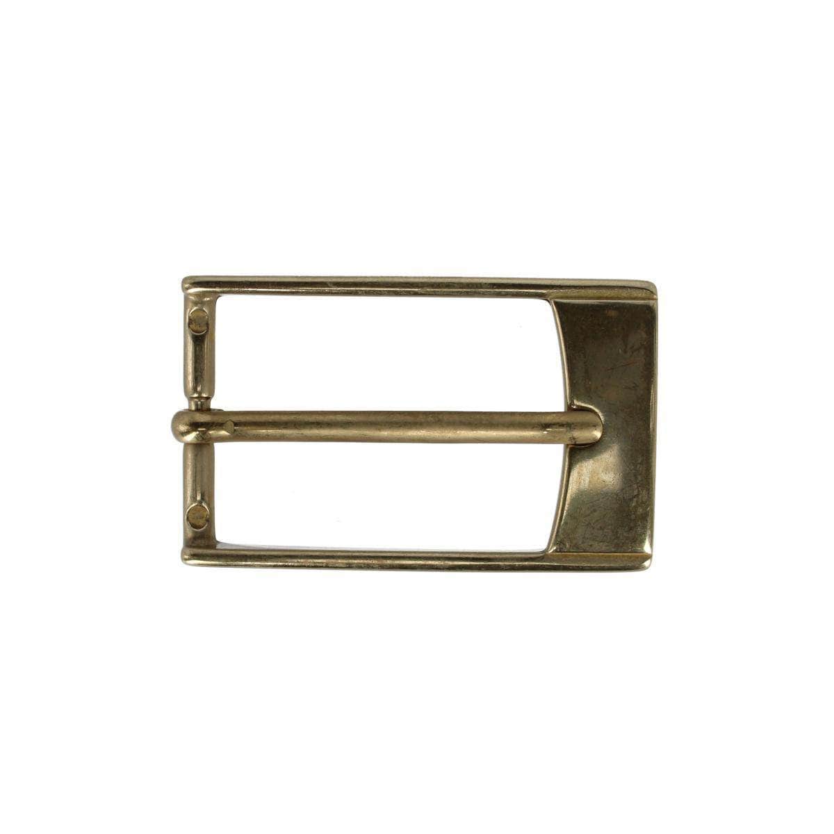 30mm Long Rectangular Solid Brass Italian Harness Belt Buckle - Polished Brass