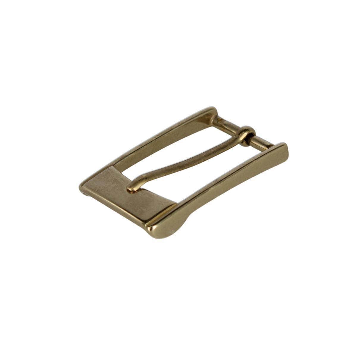 30mm Long Rectangular Solid Brass Italian Harness Belt Buckle - Polished Brass