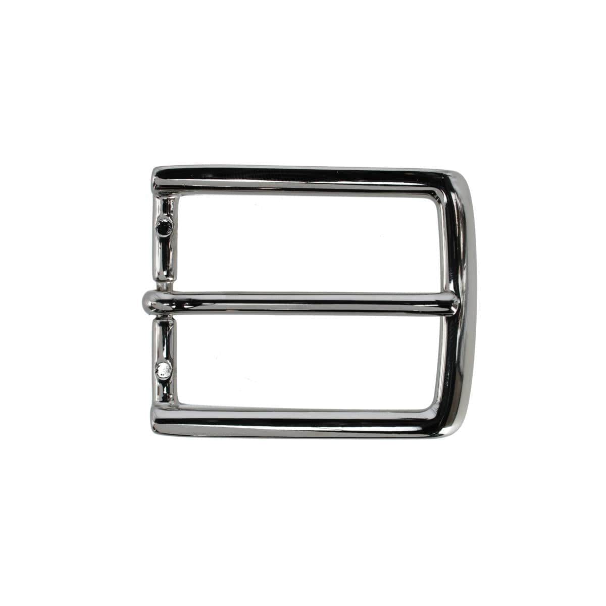 35mm Italian Solid Brass Simple and Classic Harness Belt Buckle - Shiny Nickel