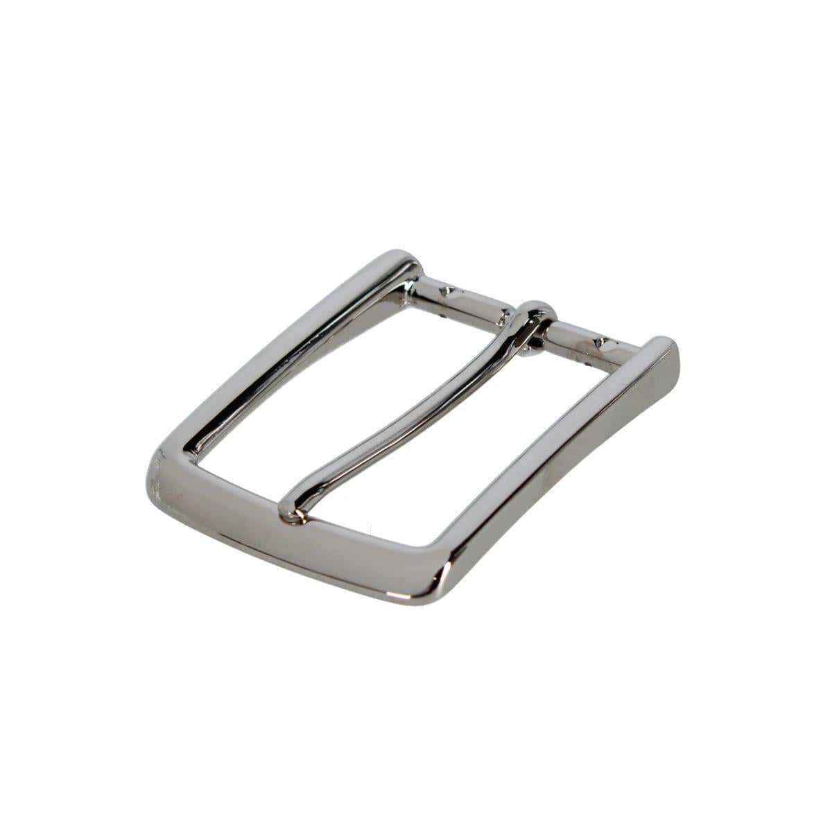 35mm Italian Solid Brass Simple and Classic Harness Belt Buckle - Shiny Nickel
