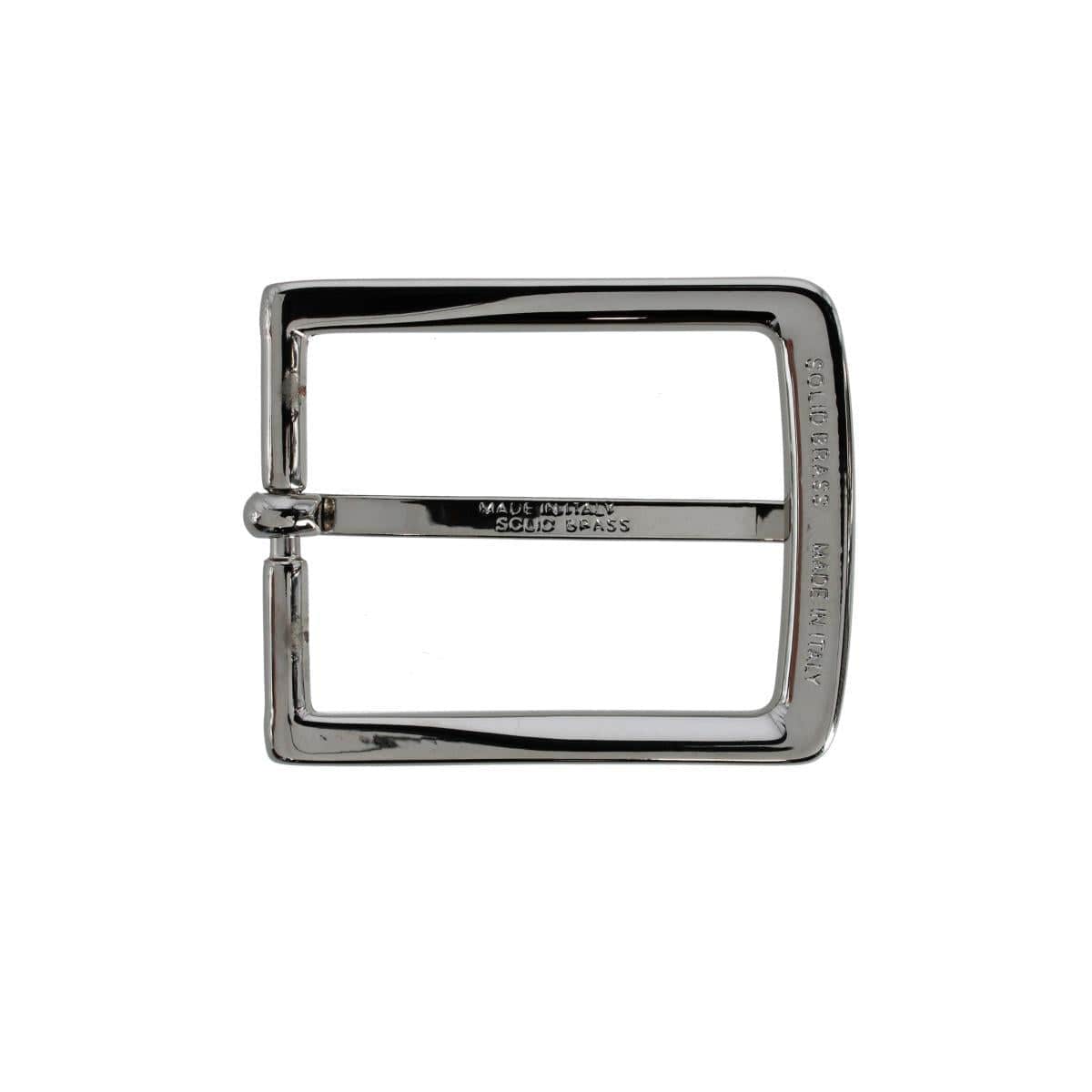35mm Italian Solid Brass Simple and Classic Harness Belt Buckle - Shiny Nickel