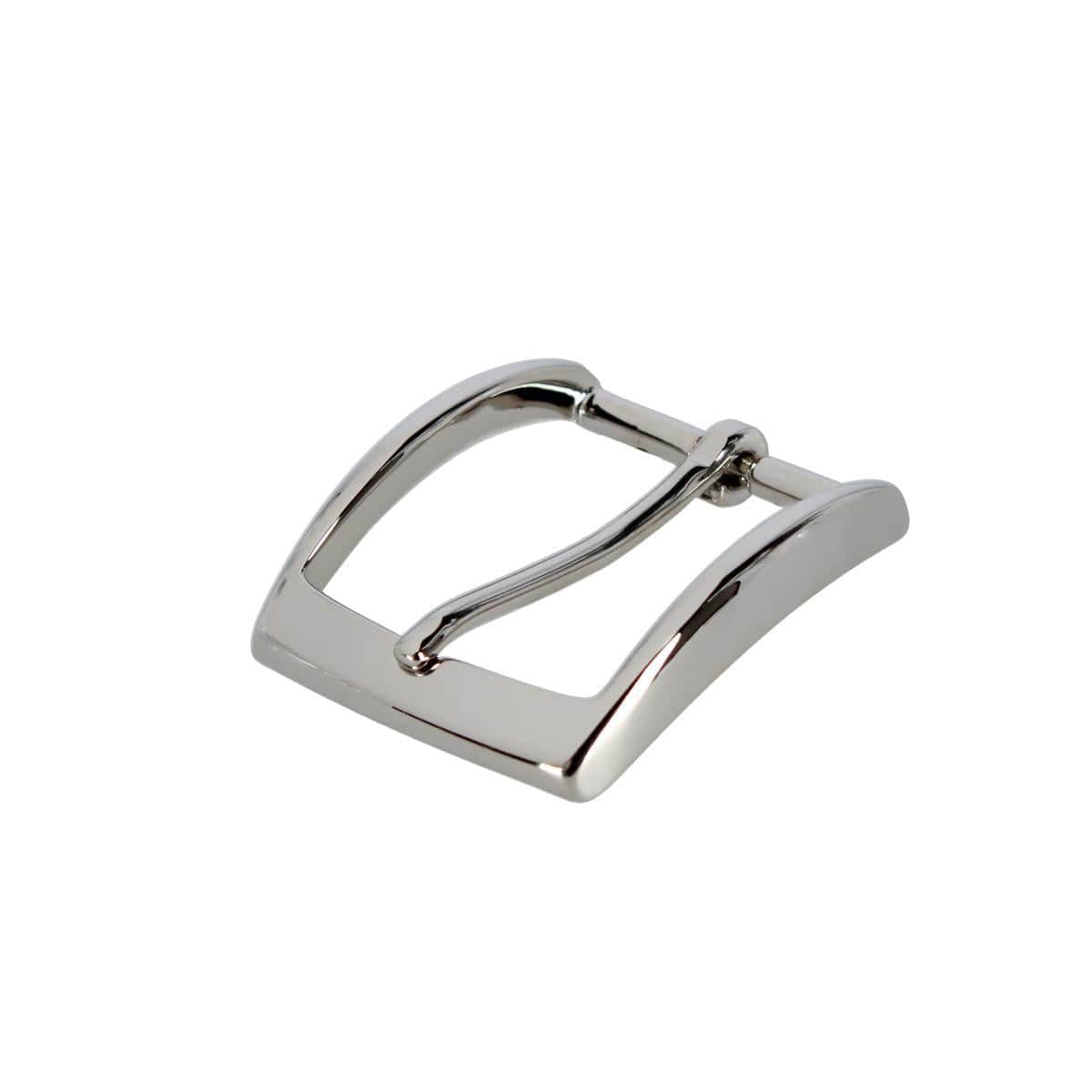 35mm Italian Solid Brass Vaulted Style Harness Belt Buckle - Shiny Nickel
