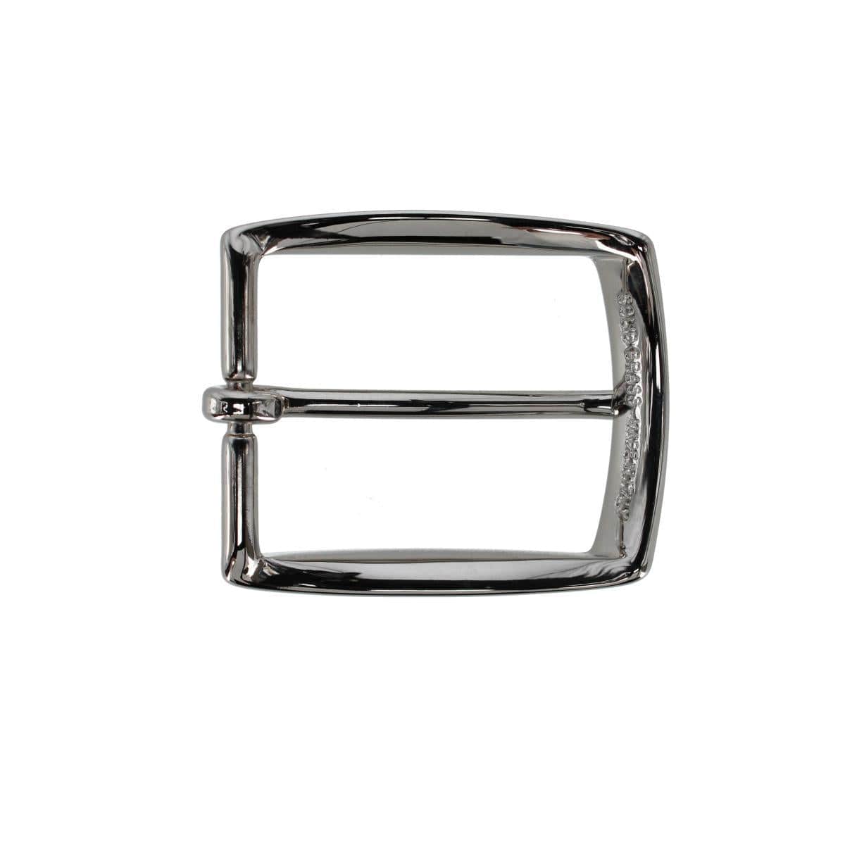 35mm Italian Solid Brass Vaulted Style Harness Belt Buckle - Shiny Nickel