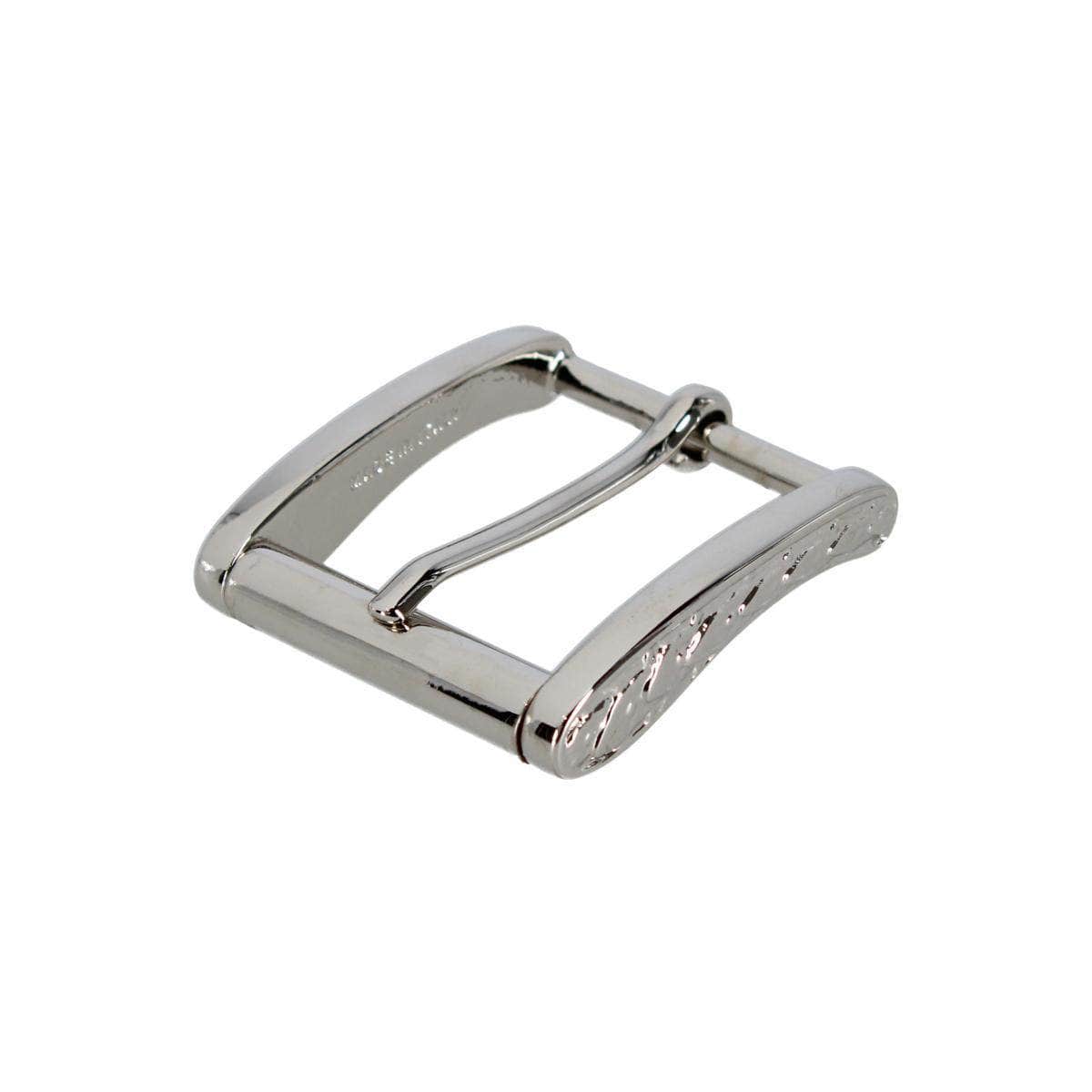 35mm Solid Brass Italian Arched Rectangular Harness Belt Buckle - English Silver
