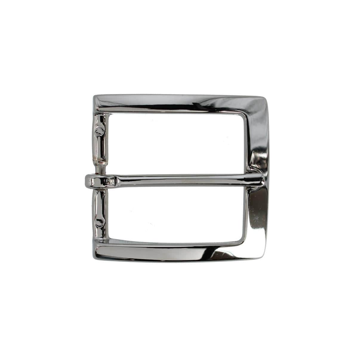 35mm Solid Brass Vaulted Italian Square Harness and Belt Buckle - Shiny Nickel