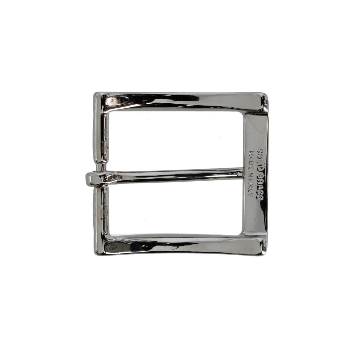 35mm Solid Brass Vaulted Italian Square Harness and Belt Buckle - Shiny Nickel