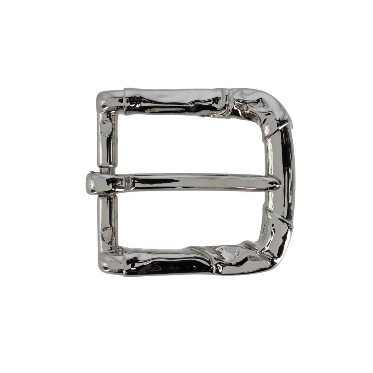 35mm Italian Rippled Textured Solid Brass Harness Belt Buckle - Shiny Nickel