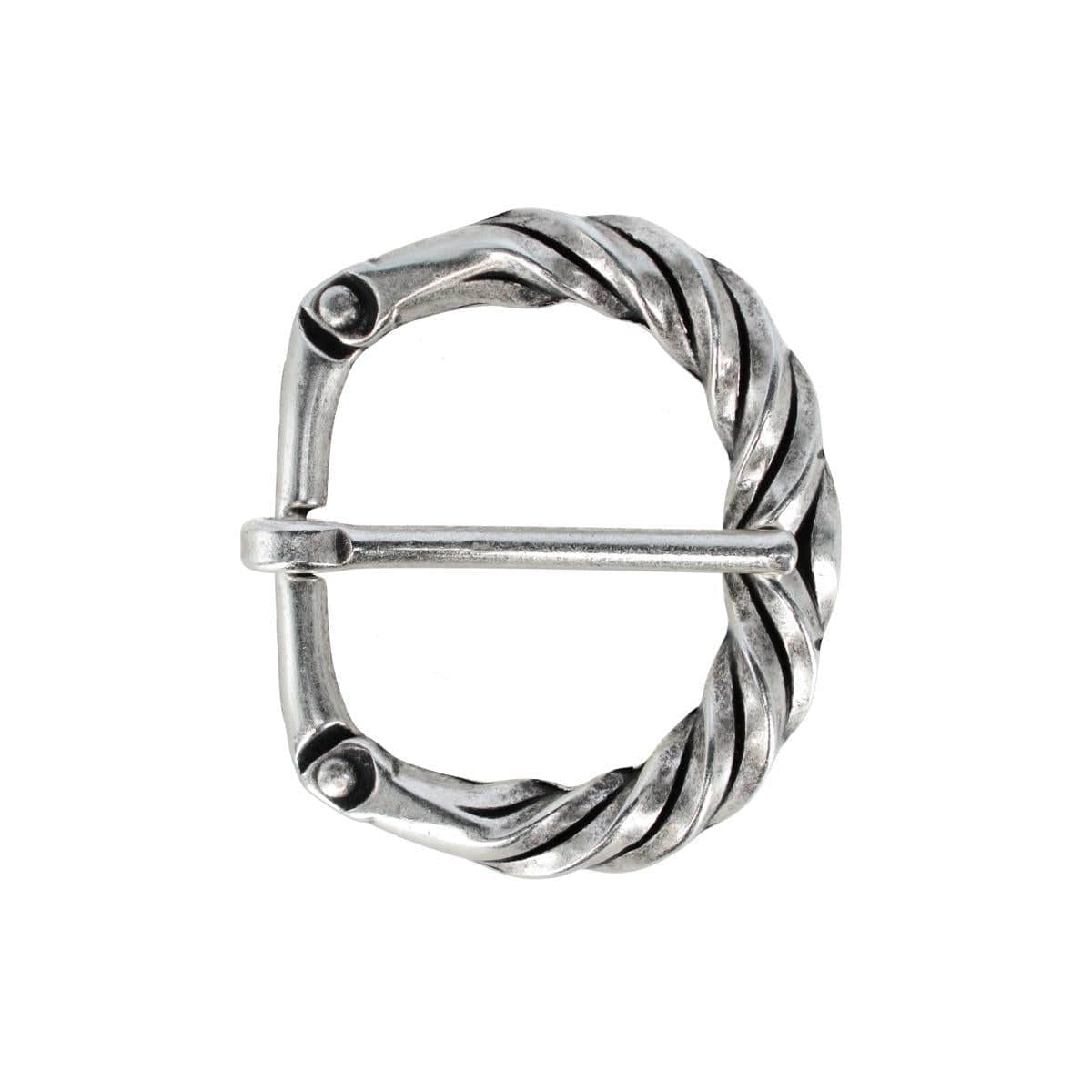 40mm Italian Solid Brass Twisted Patterned Harness Belt Buckle - English Silver