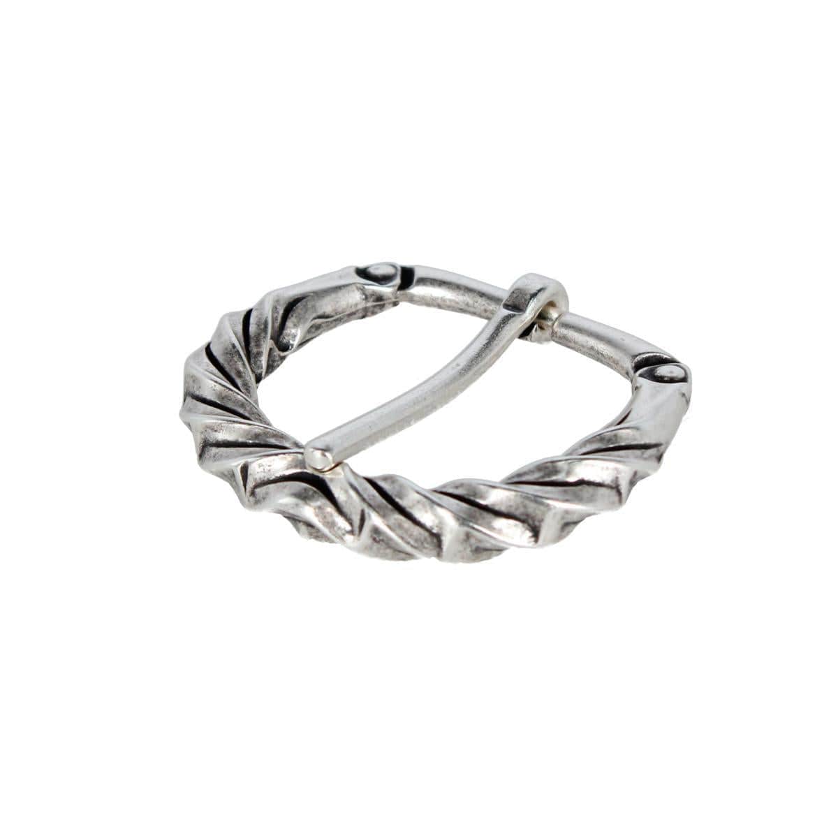 40mm Italian Solid Brass Twisted Patterned Harness Belt Buckle - English Silver
