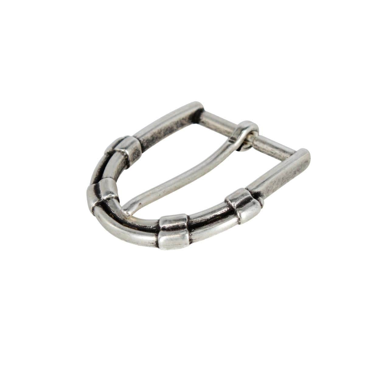 35mm Solid Brass Italian Horseshoe Inspired Harness Belt Buckle - English Silver