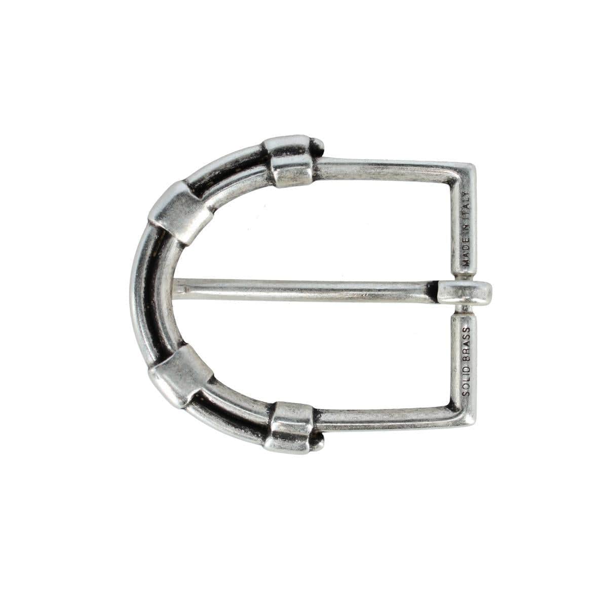 35mm Solid Brass Italian Horseshoe Inspired Harness Belt Buckle - English Silver