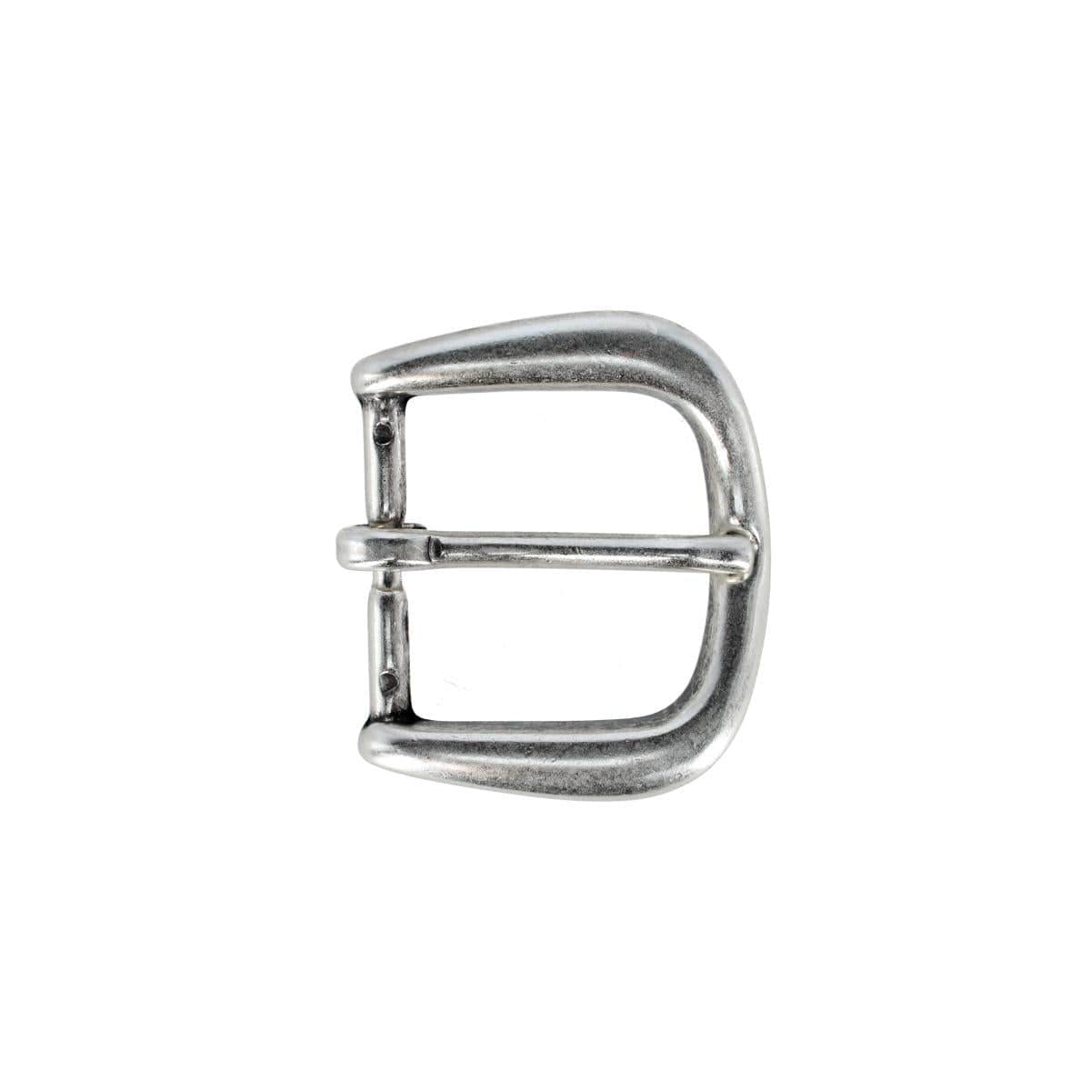 30mm Solid Brass Rounded Minimalist Harness Belt Buckle - English Silver