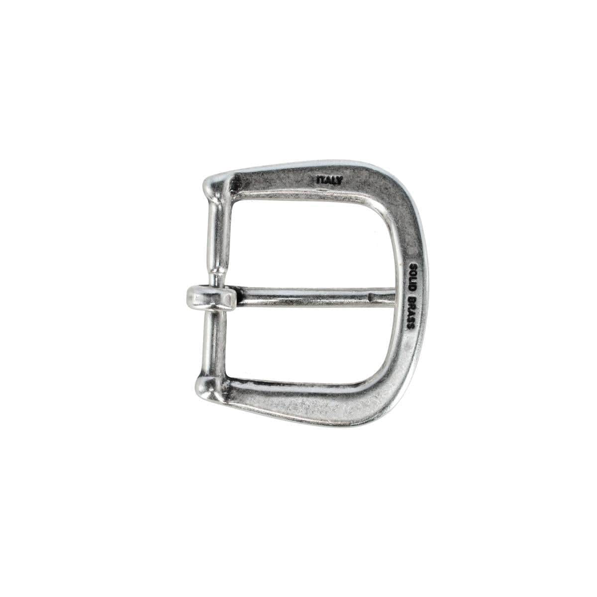 30mm Solid Brass Rounded Minimalist Harness Belt Buckle - English Silver