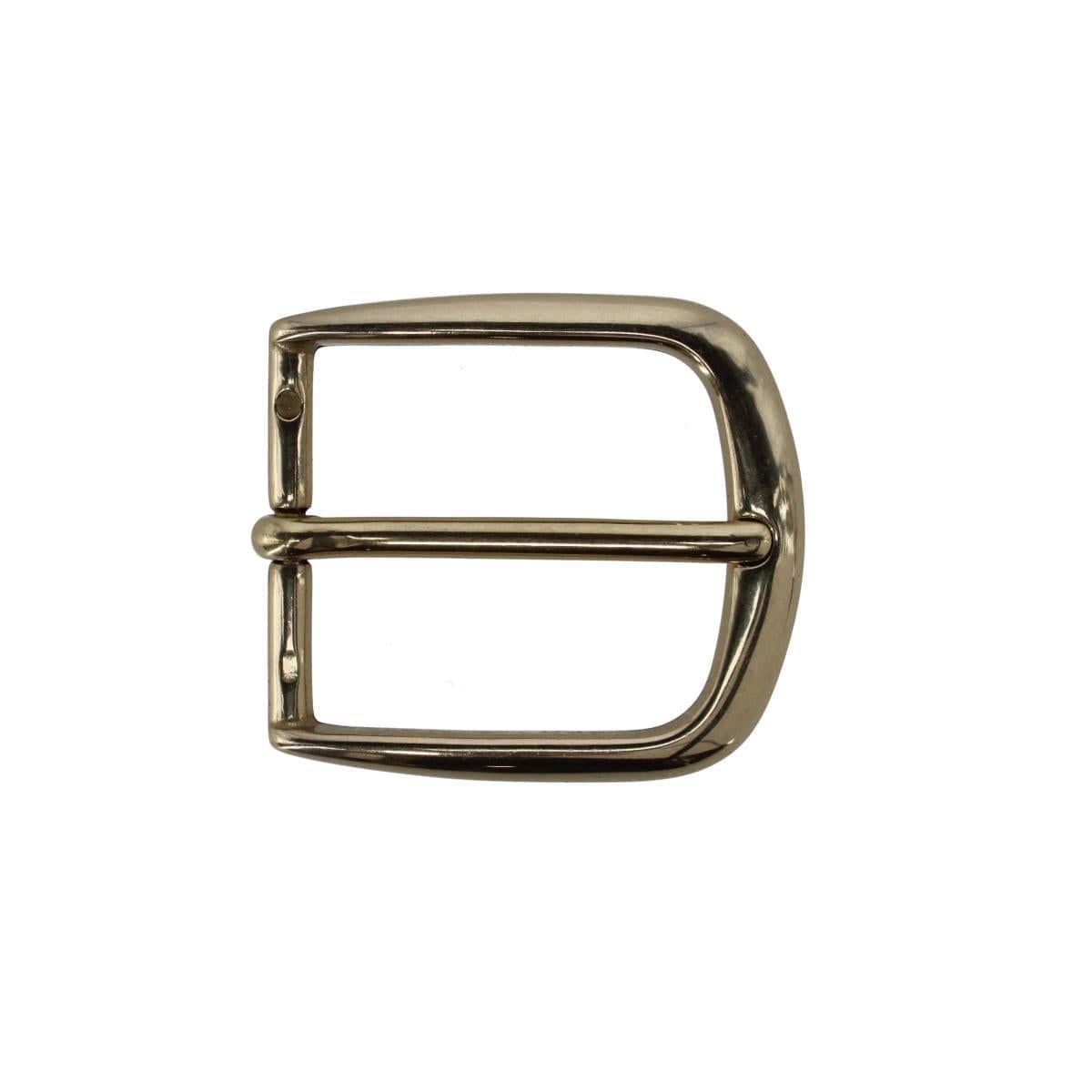 35mm Solid Brass Italian Classic Rounded Harness Belt Buckle - Polished Brass