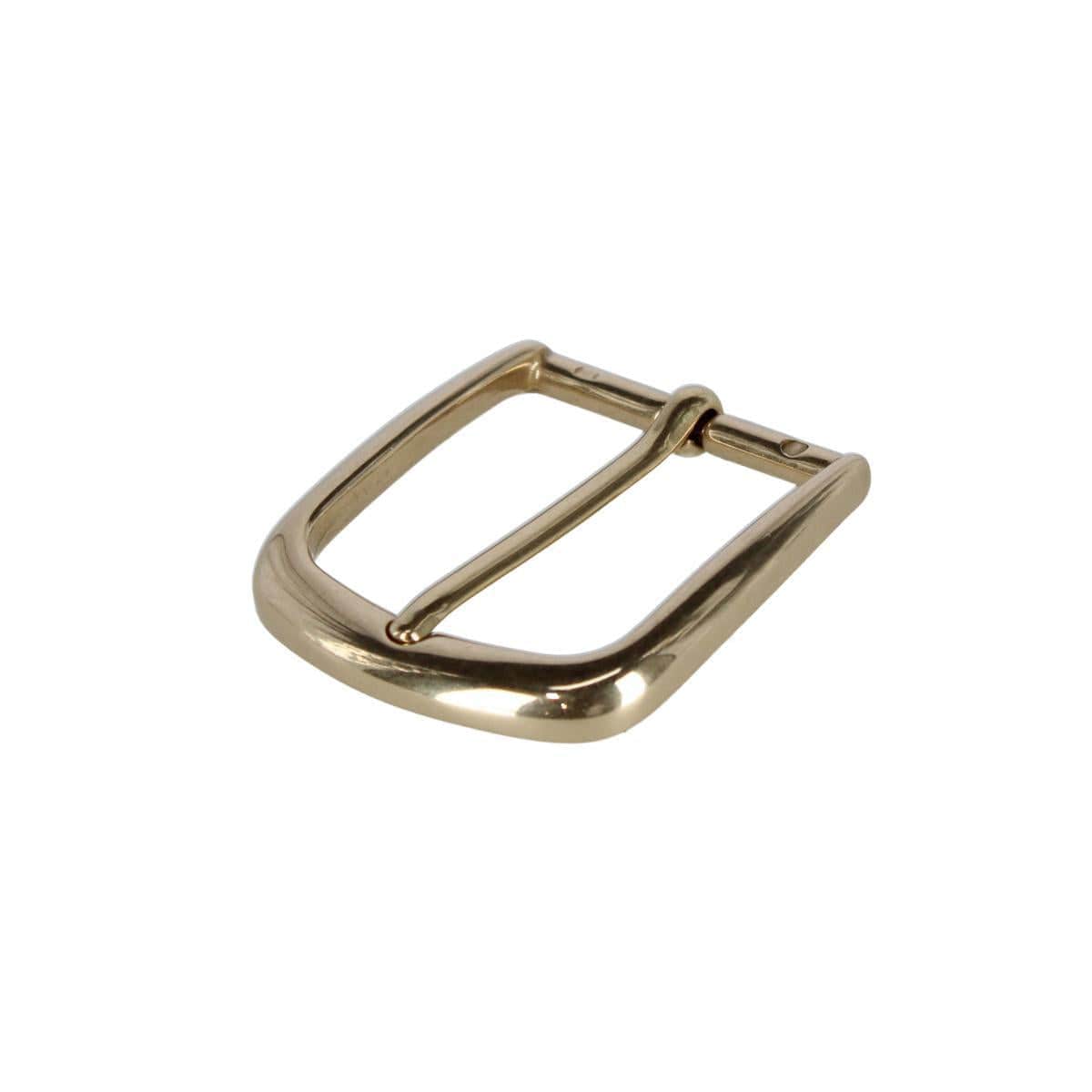 35mm Solid Brass Italian Classic Rounded Harness Belt Buckle - Polished Brass