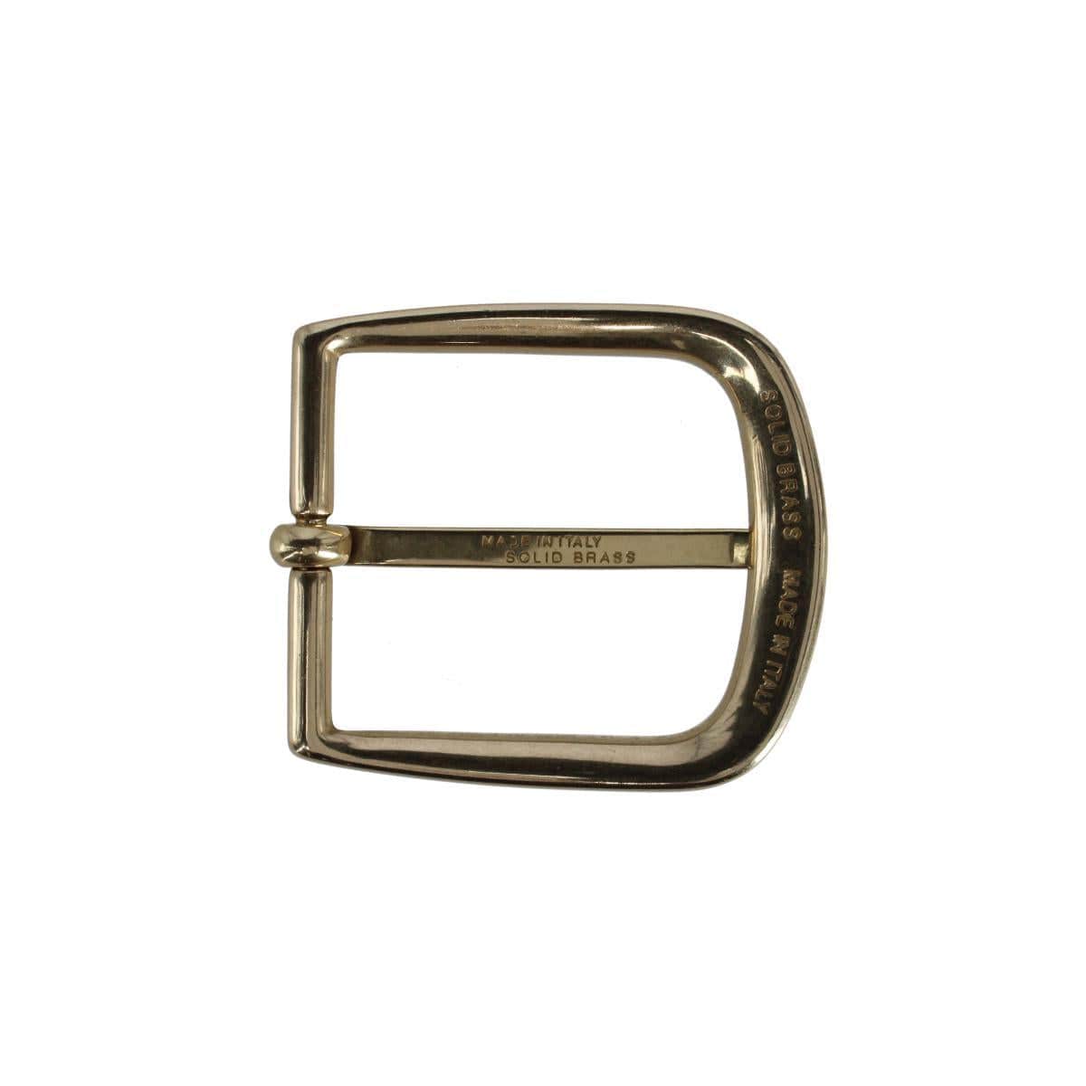 35mm Solid Brass Italian Classic Rounded Harness Belt Buckle - Polished Brass