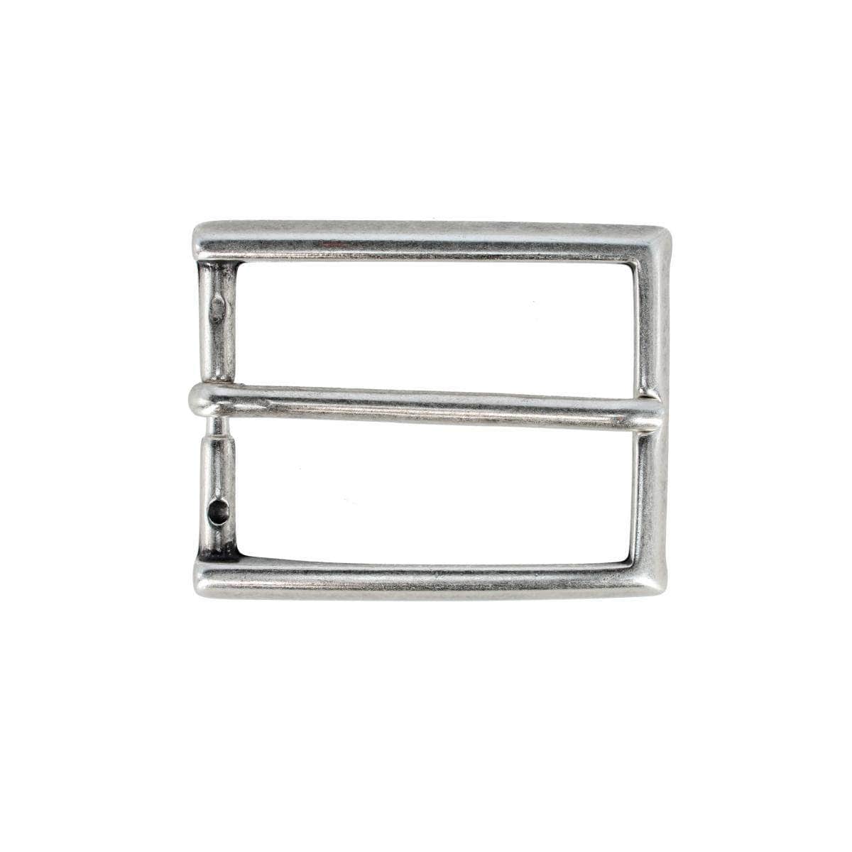 35mm Italian Classic Rectangular Solid Brass Harness Belt Buckle - English Silver