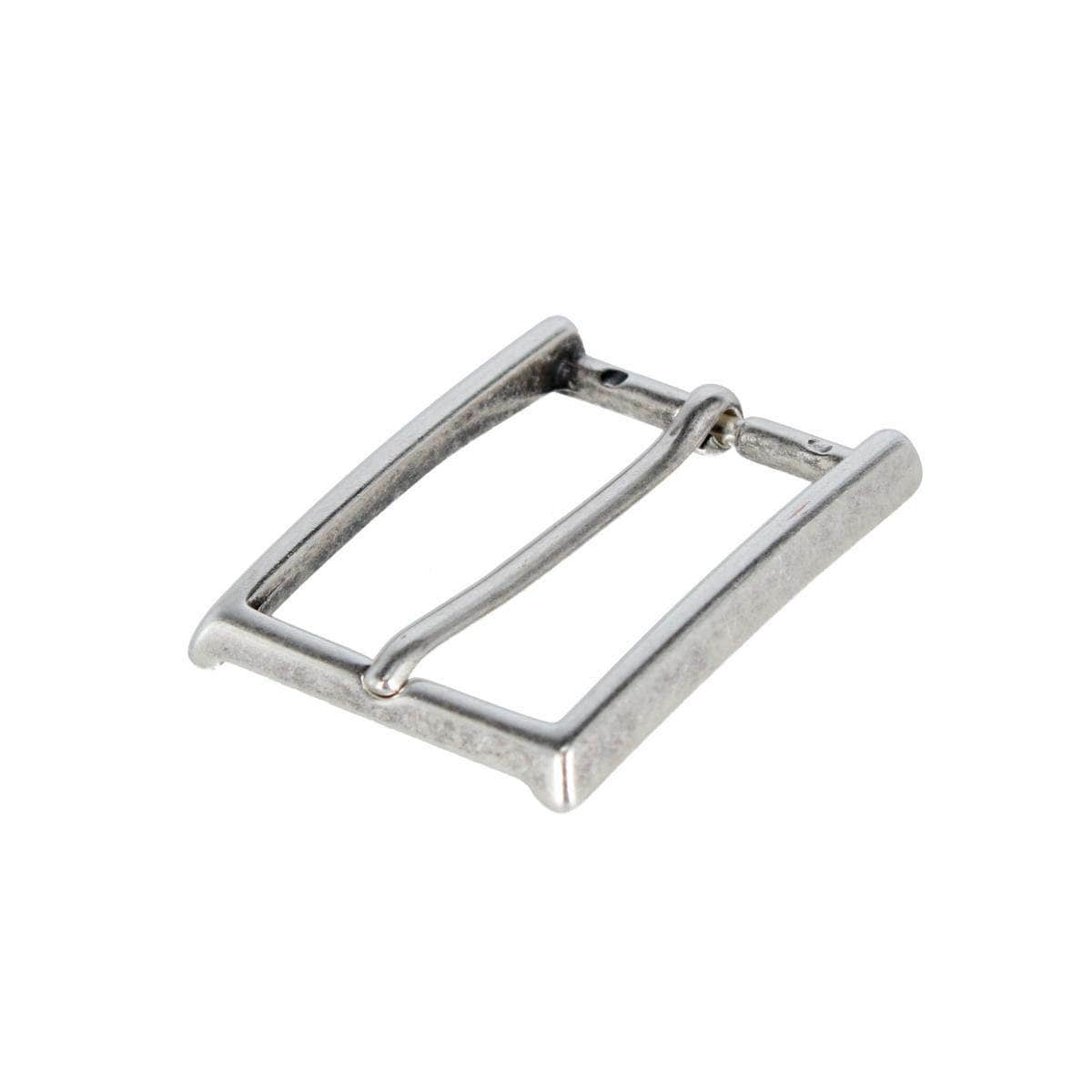 35mm Italian Classic Rectangular Solid Brass Harness Belt Buckle - English Silver
