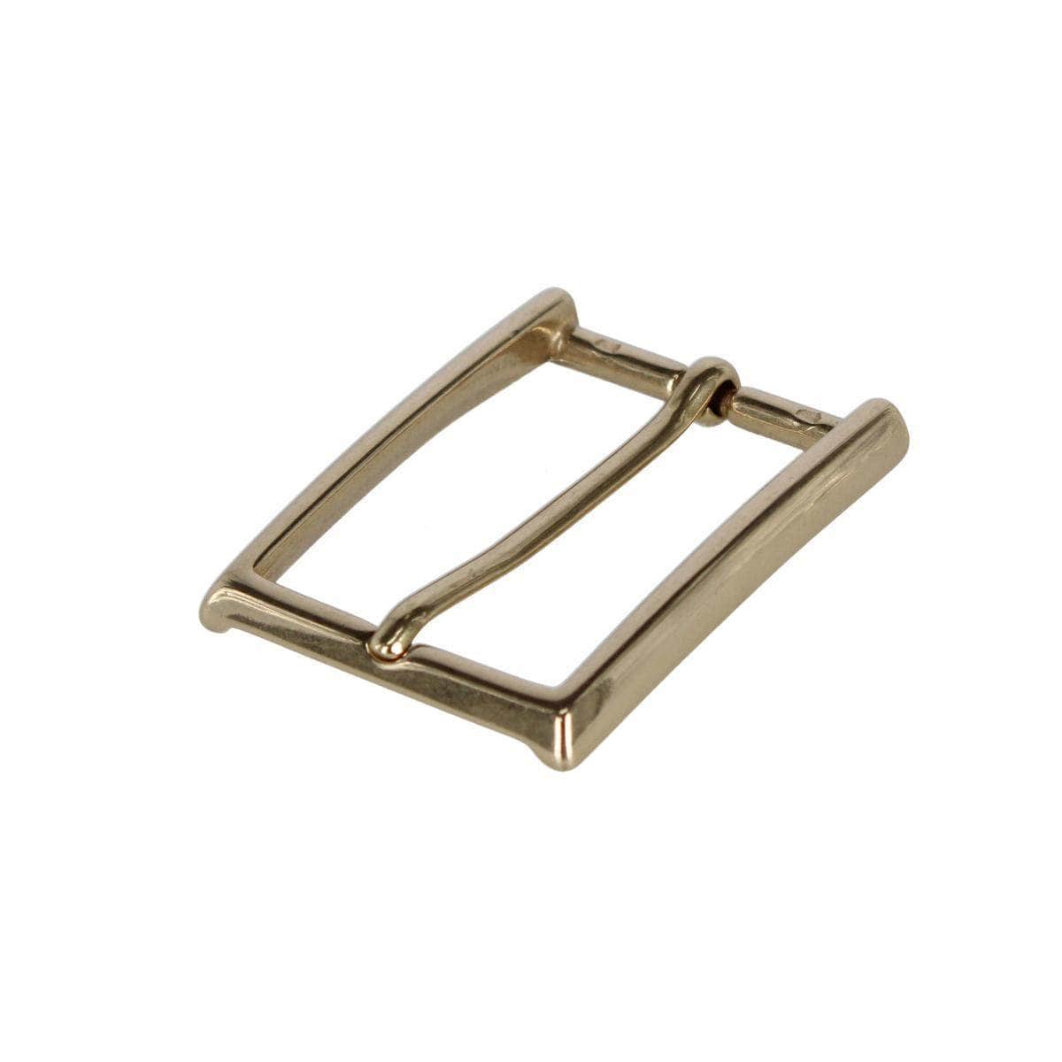 35mm Italian Classic Rectangular Solid Brass Harness Belt Buckle - Polished Brass