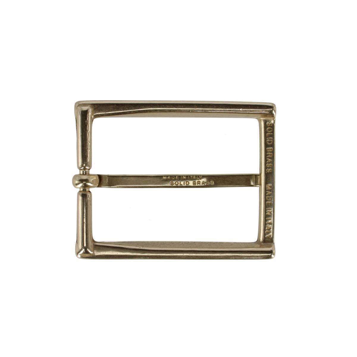 35mm Italian Classic Rectangular Solid Brass Harness Belt Buckle - Polished Brass