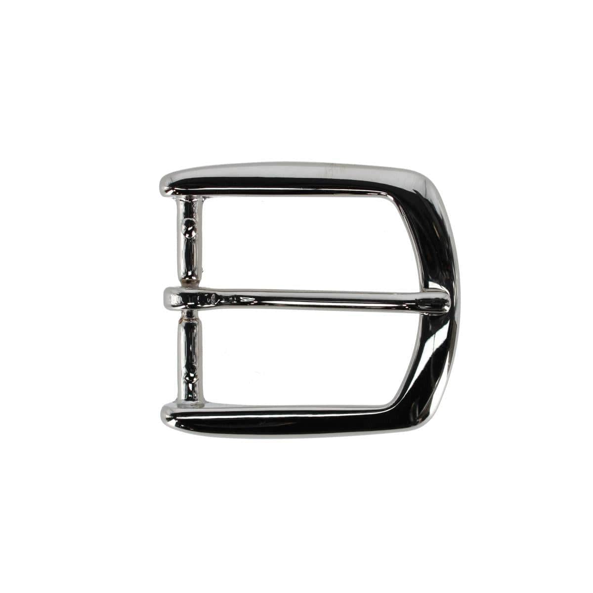 35mm Italian Solid Brass Rounded Edged Harness Belt Buckle - Shiny Nickel