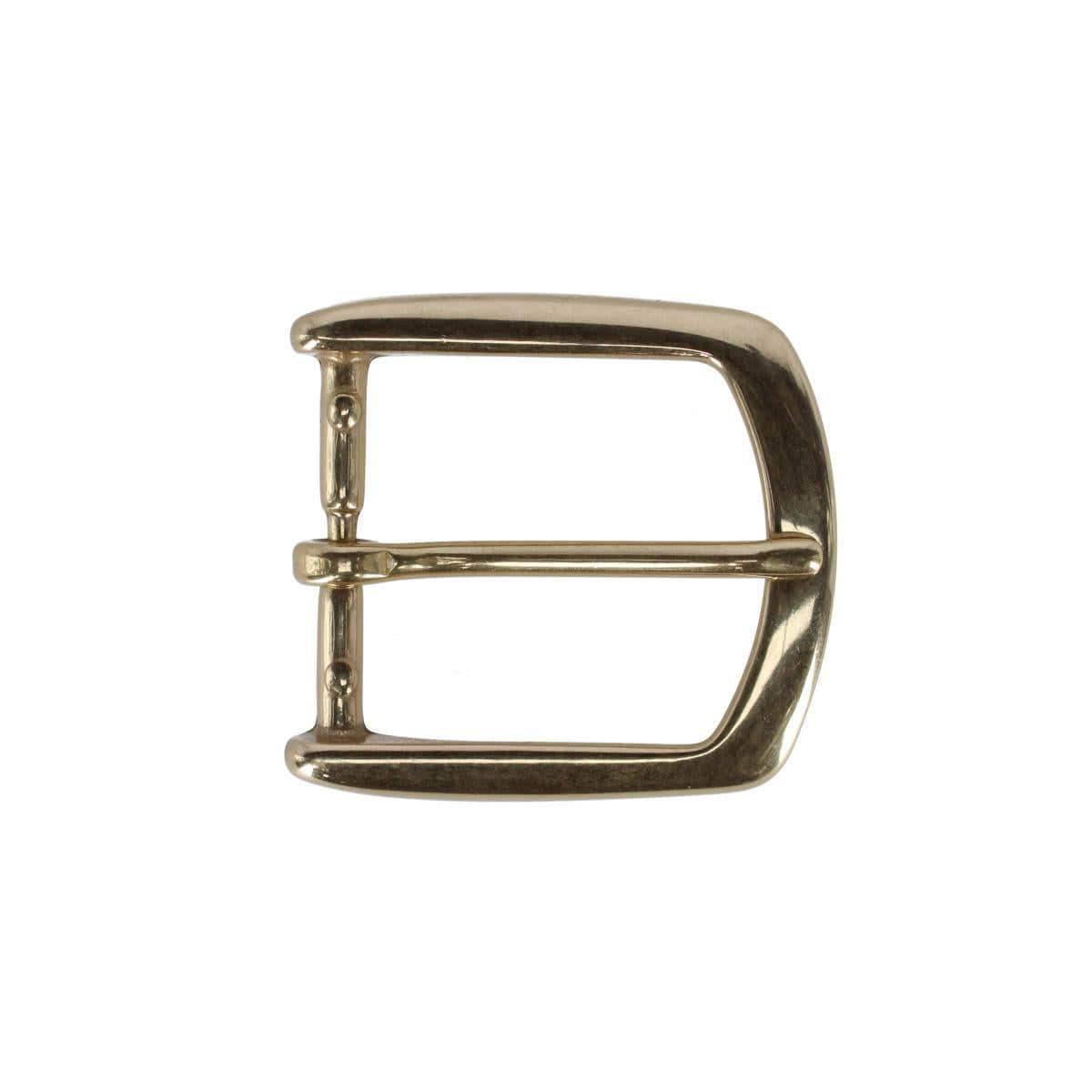 35mm Italian Solid Brass Rounded Edged Harness Belt Buckle - Polished Brass