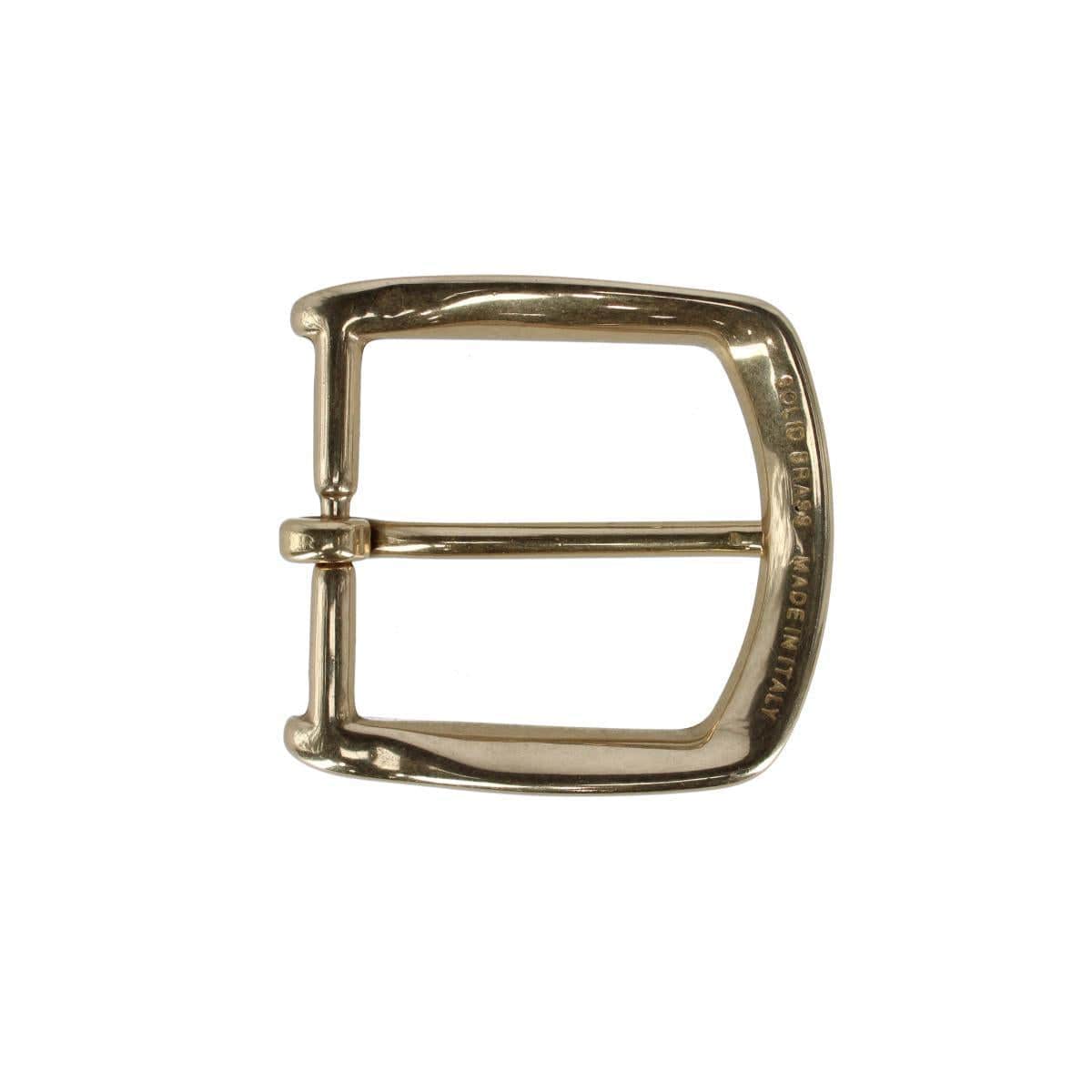 35mm Italian Solid Brass Rounded Edged Harness Belt Buckle - Polished Brass