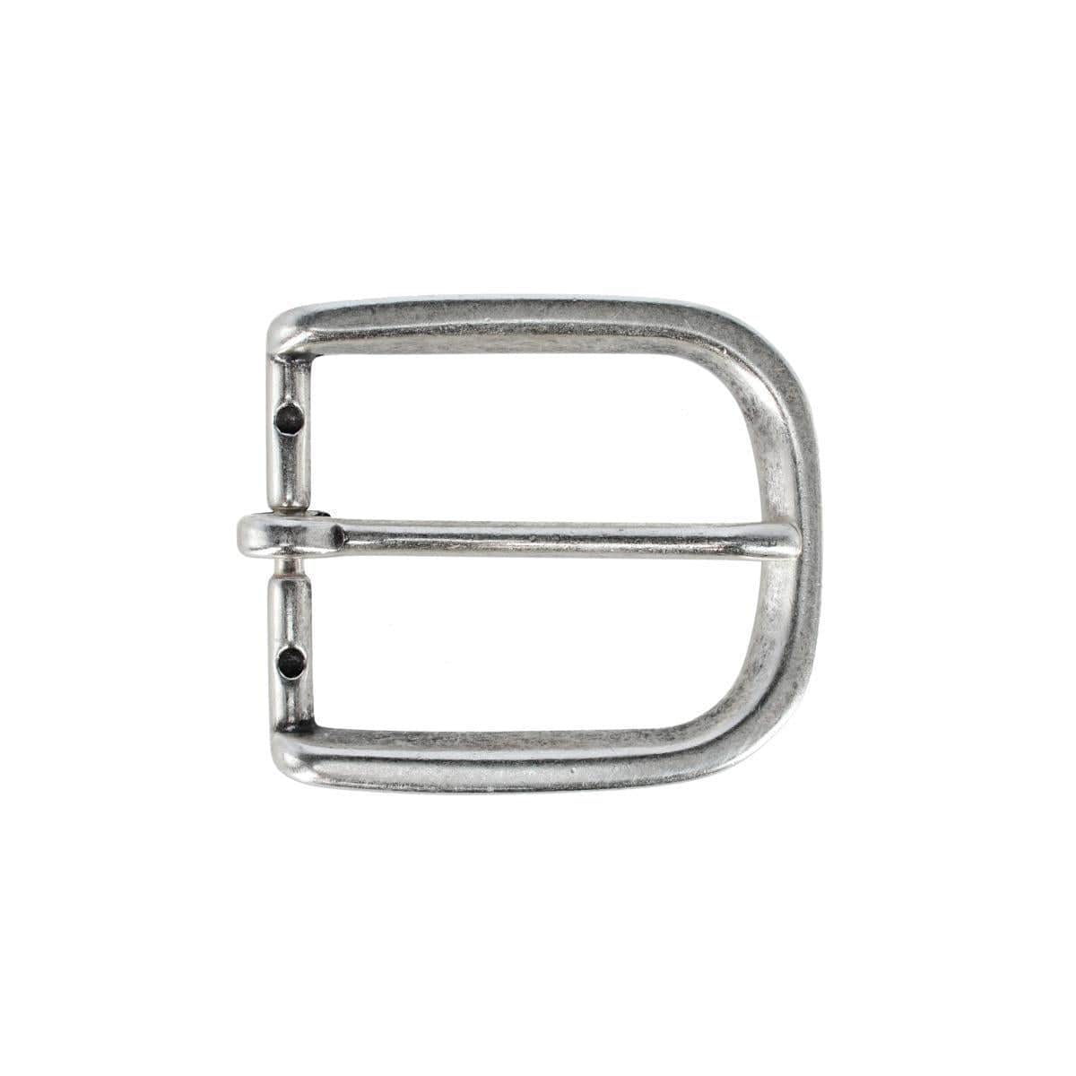 35mm Solid Brass Italian Rounded Edged Harness Belt Buckle - English Silver