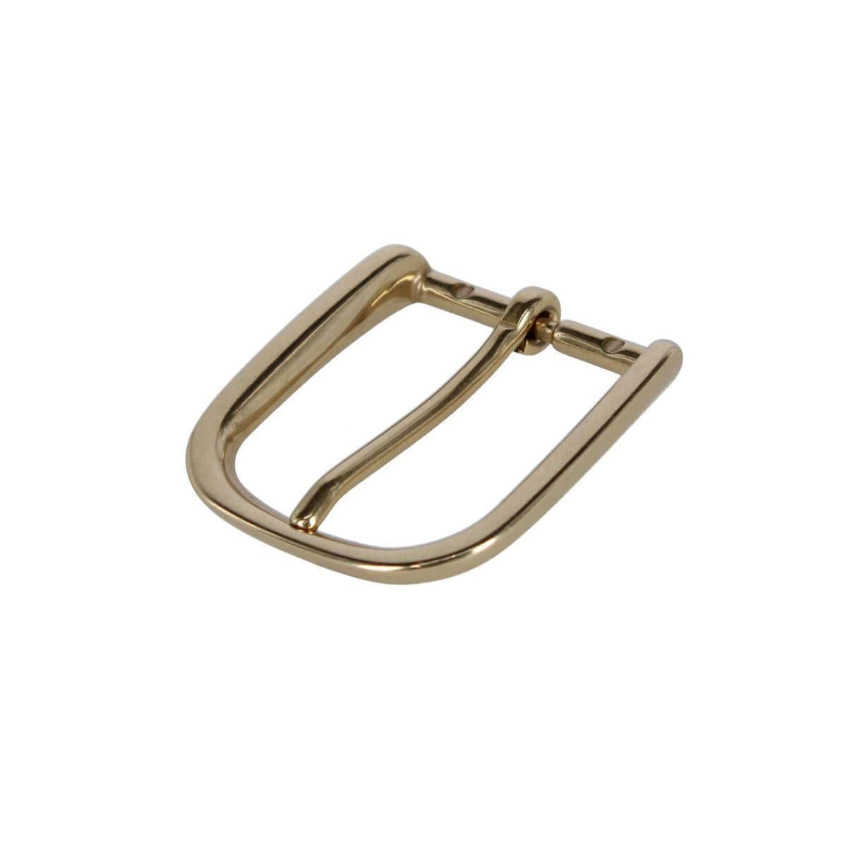 35mm Solid Brass Italian Rounded Edged Harness Belt Buckle - Polished Brass