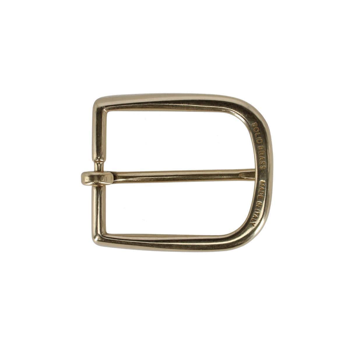 35mm Solid Brass Italian Rounded Edged Harness Belt Buckle - Polished Brass