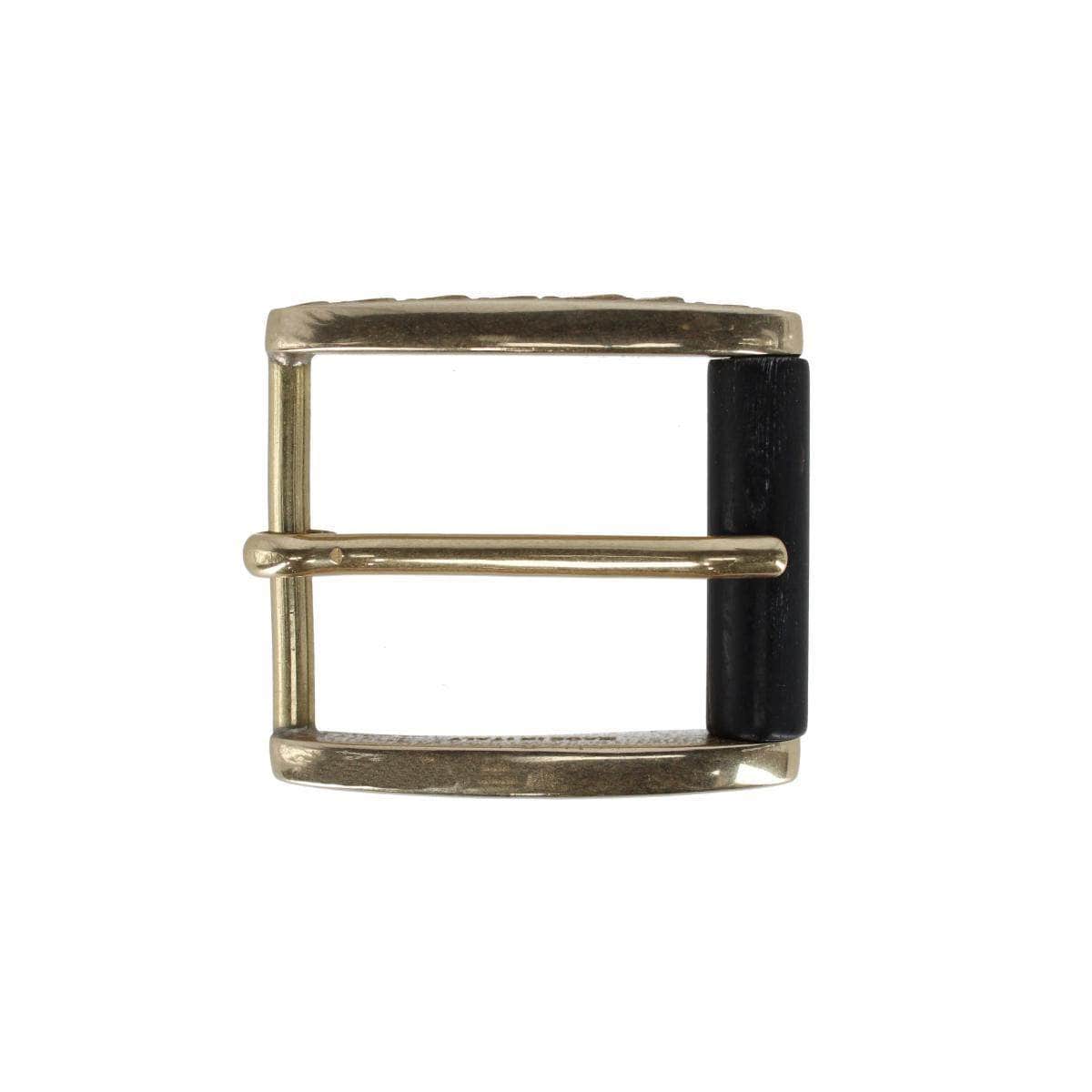 35mm Italian Brass w Black Stag Horn Roller Harness Belt Buckle