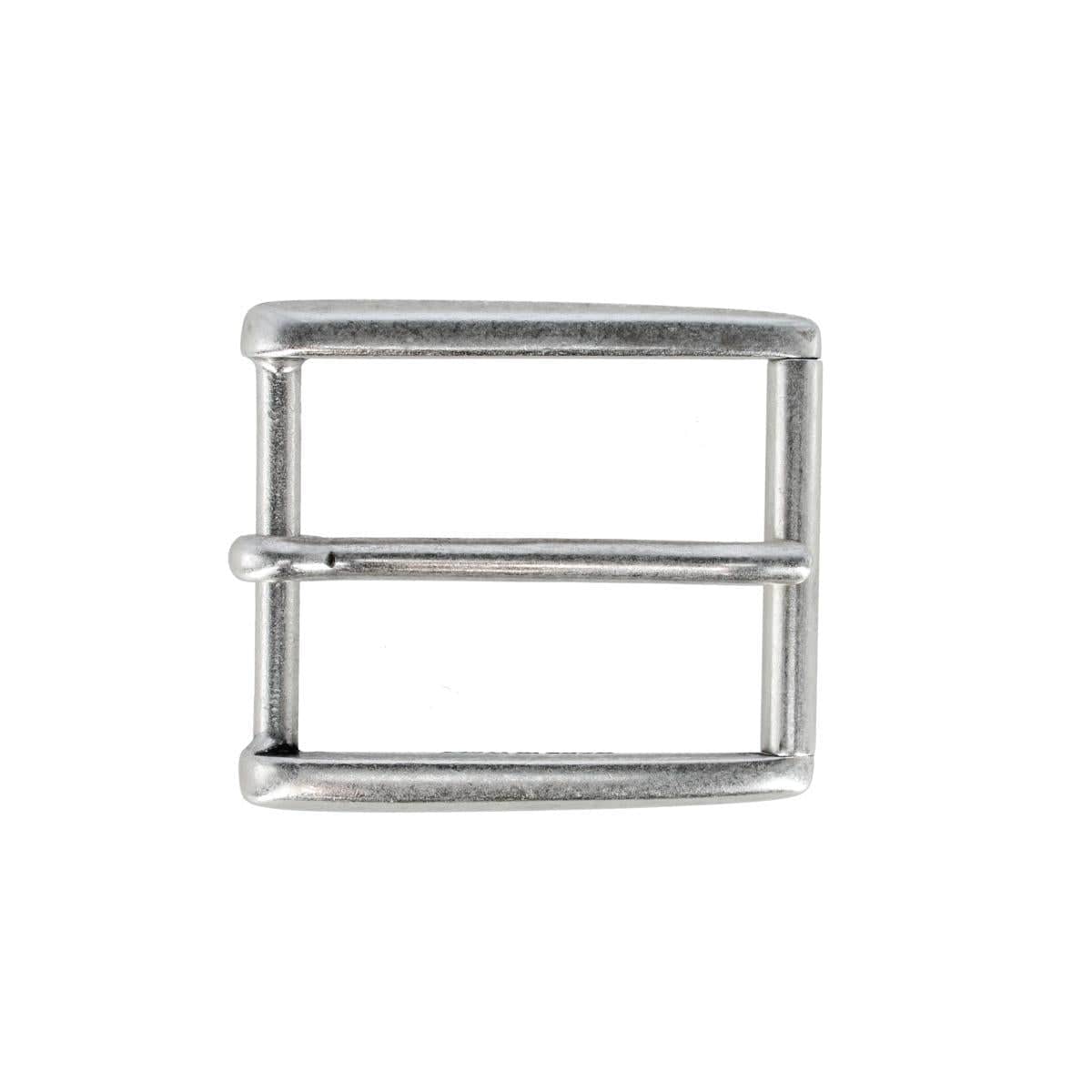 35mm Rectangular Classic Solid Brass Roller Harness Belt Buckle - English Silver