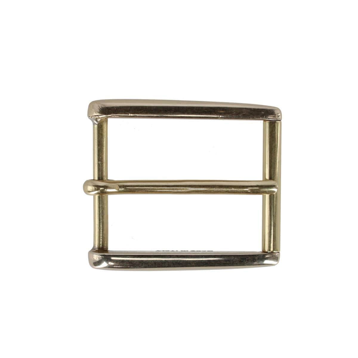 35mm Rectangular Classic Solid Brass Roller Harness Belt Buckle - Polished Brass