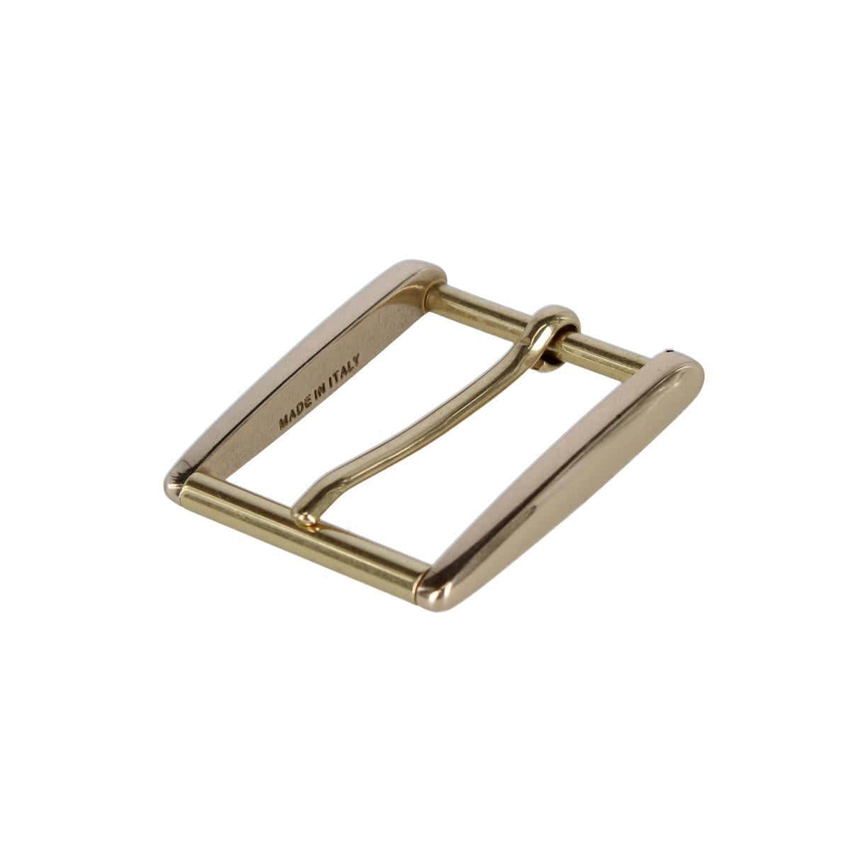 35mm Rectangular Classic Solid Brass Roller Harness Belt Buckle - Polished Brass