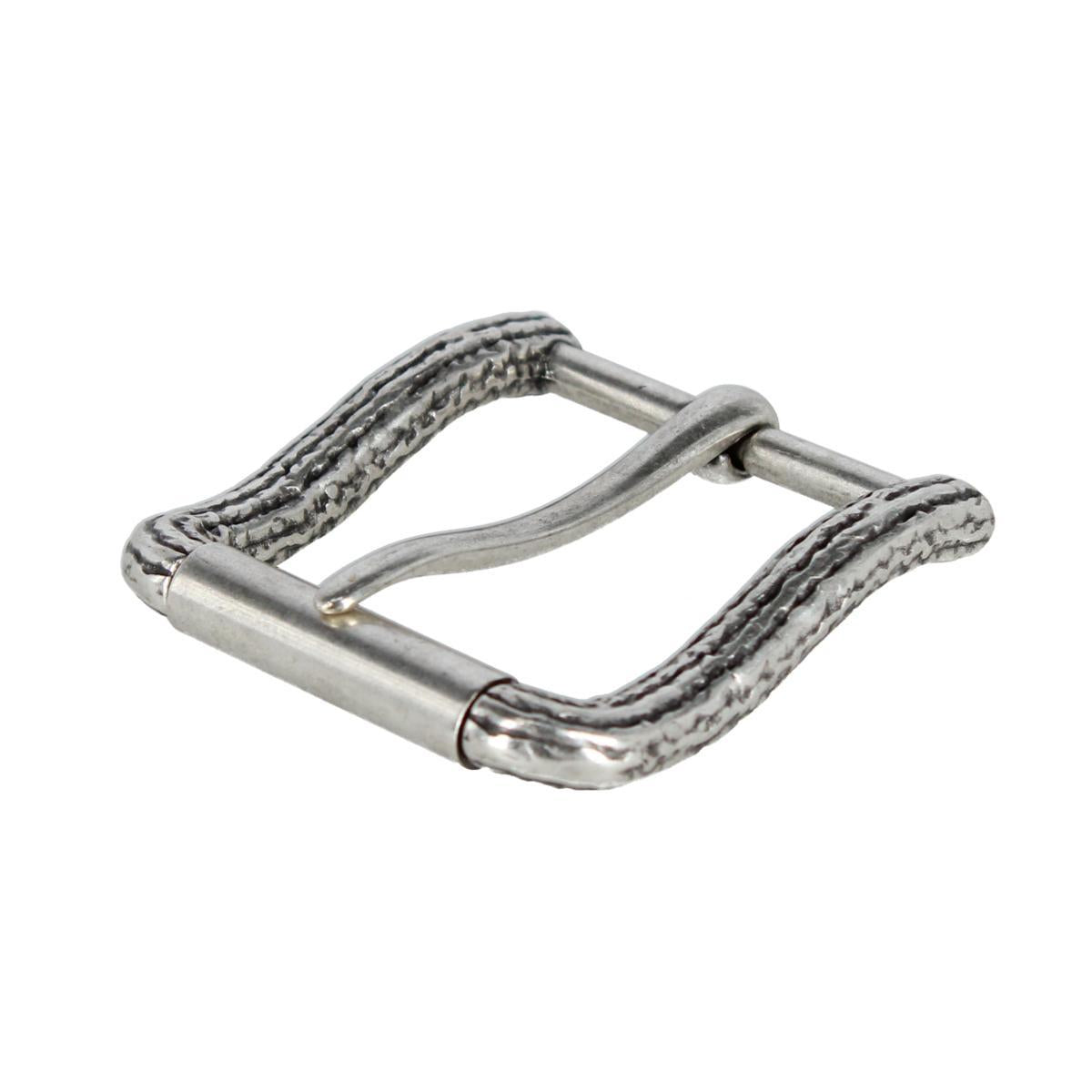 35mm Italian Brass Wooden Branch Arched Harness Belt Buckle - English Silver