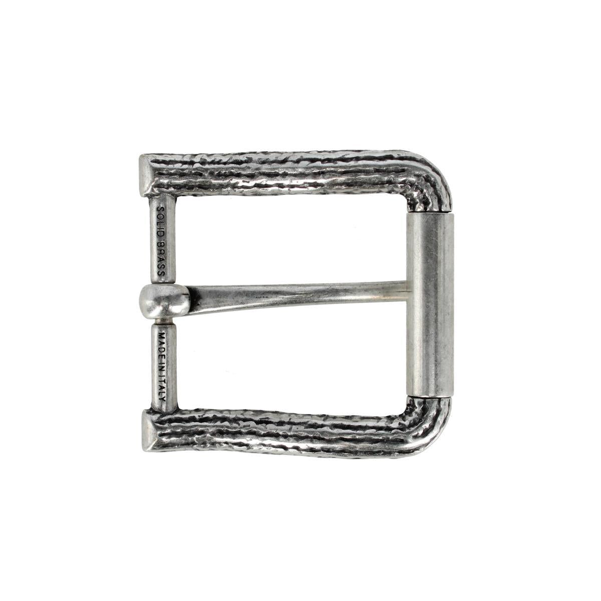 35mm Italian Brass Wooden Branch Arched Harness Belt Buckle - English Silver
