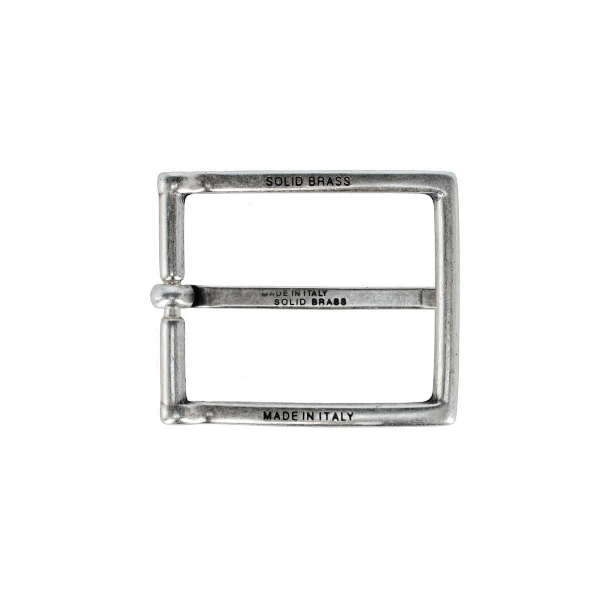 35mm Lasered Patterned Solid Brass Italian Harness Belt Buckle - English Silver